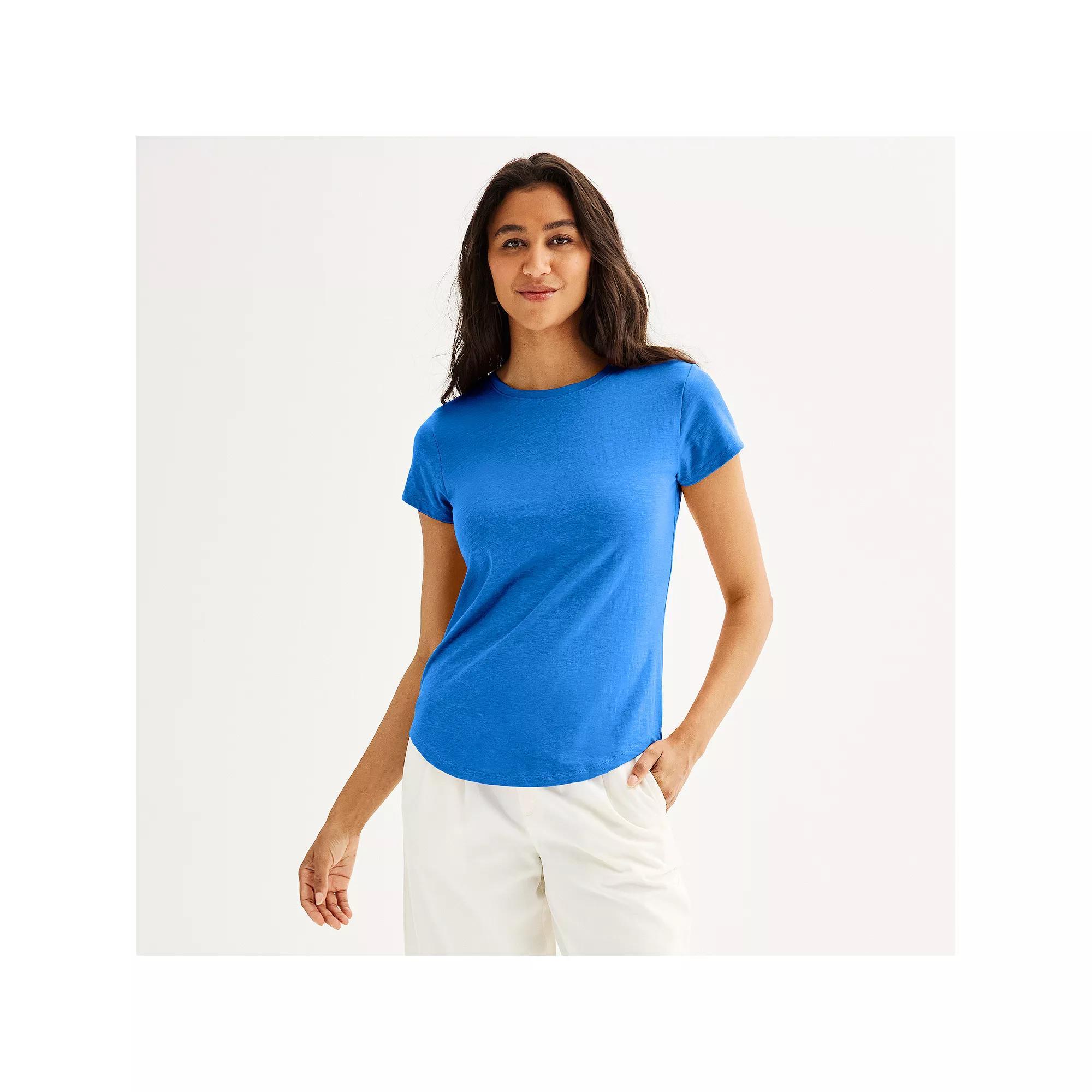 Petite Sonoma Goods For Life® Everyday Short Sleeve Crewneck Tee, Women's, Size: Small Petite, Purple Velvet Product Image