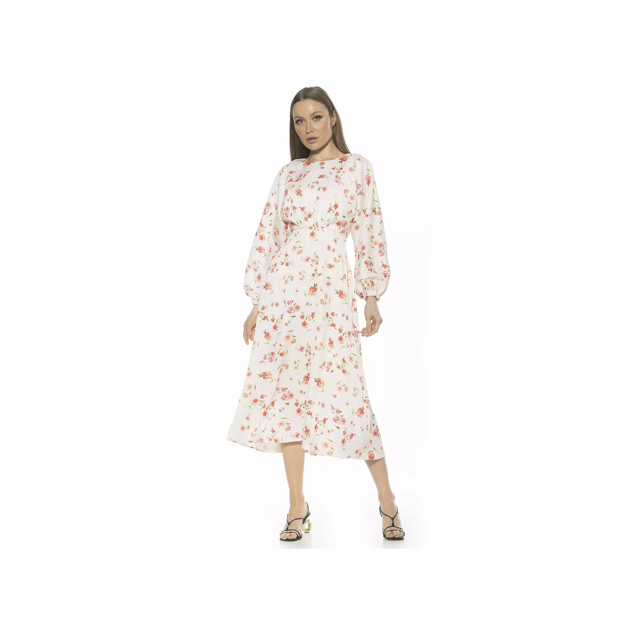 Women's ALEXIA ADMOR Constance Draped Dolman Sleeve Fit And Flare Dress, Size: 12, Blush Floral Product Image