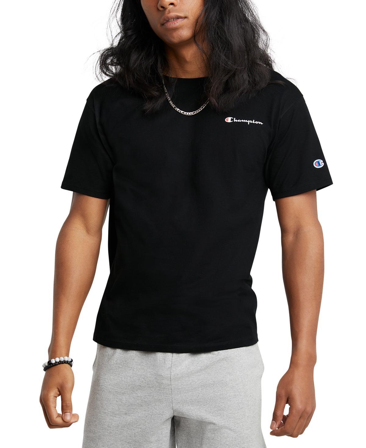 Mens Champion Classic Graphic T-Shirt, Left Chest Script Logo Granite Heather 2XL Product Image