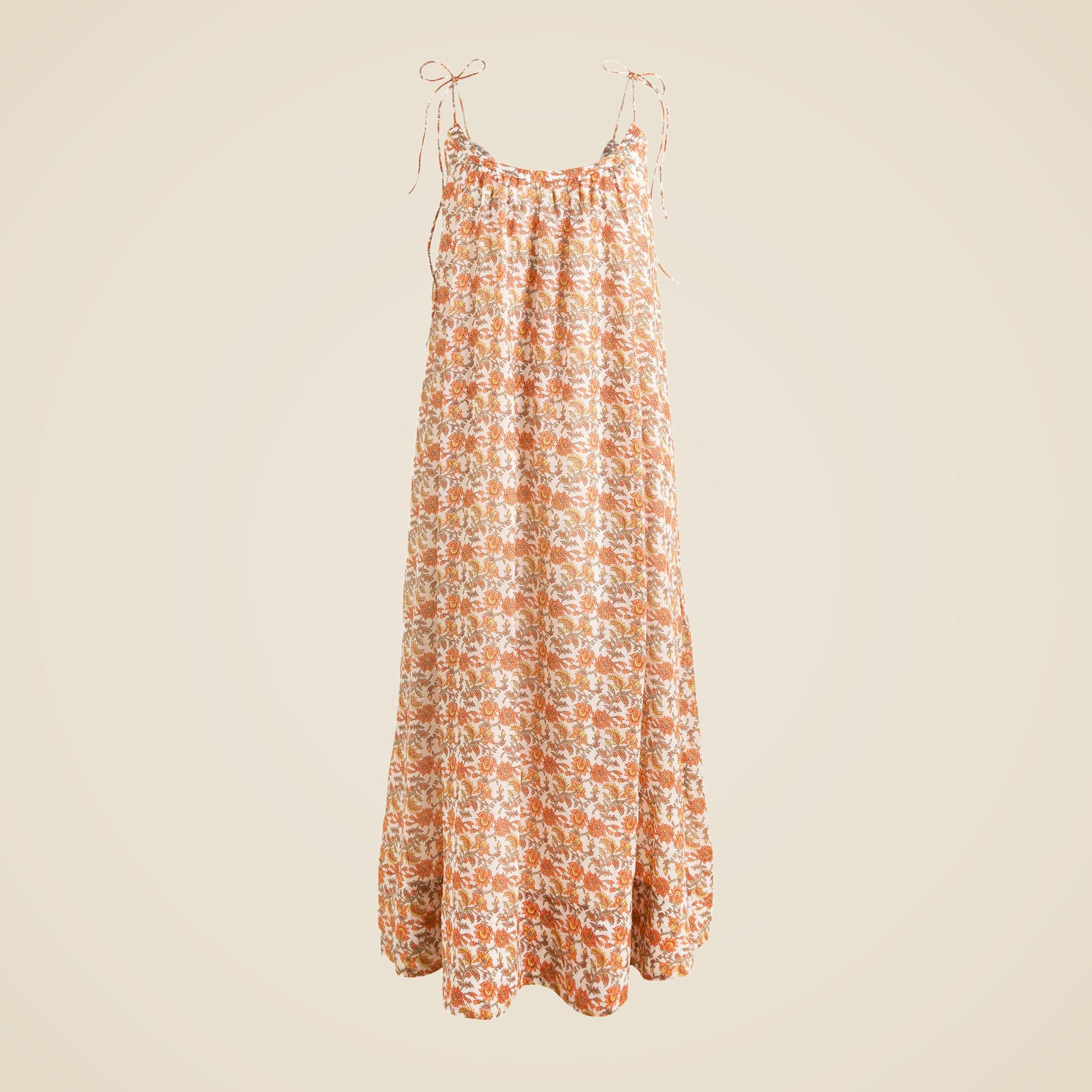 Floaty tie-shoulder dress in ramie Product Image