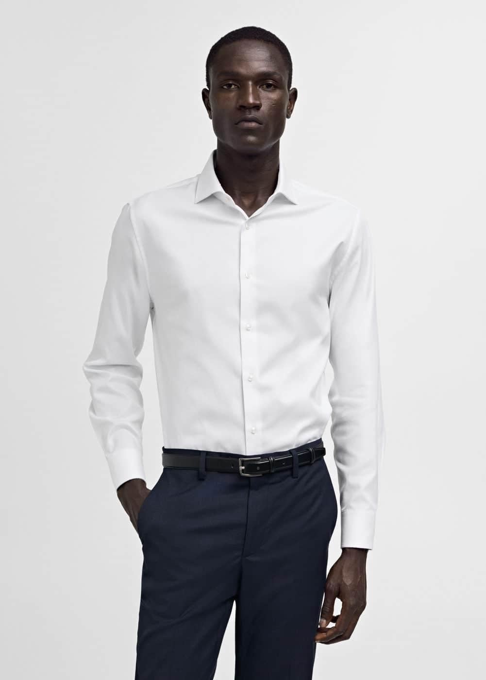 100% cotton slim-fit suit shirt - Men | MANGO USA Product Image