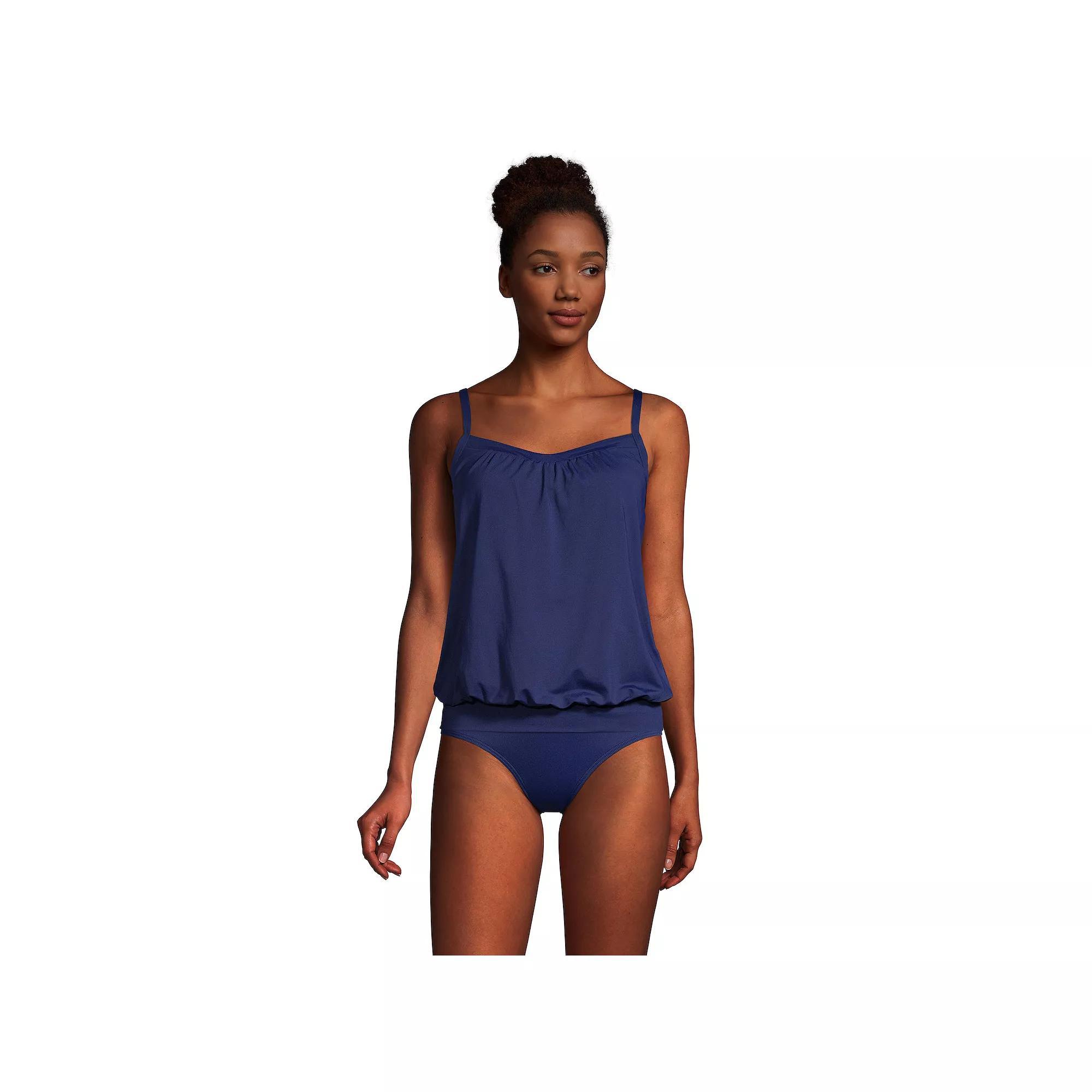 Women's Lands' End DDD-Cup Bust-Minimizer Blouson Chlorine-Resistant Tankini Swim Top, Size: 8 Ddd, Deep  Blue Product Image