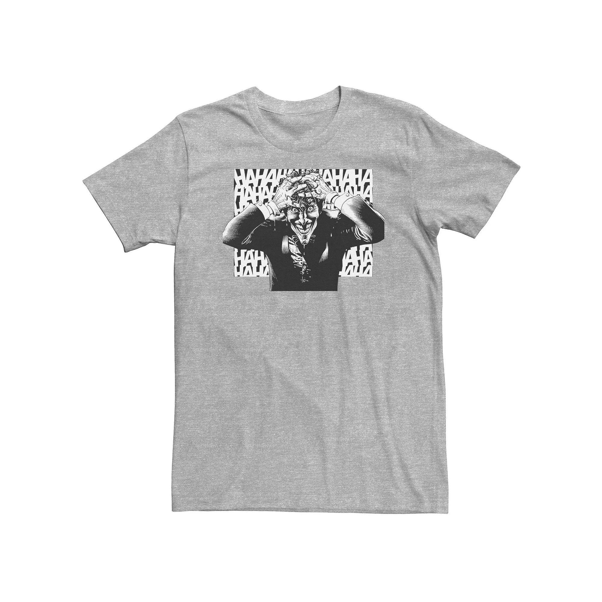 Big & Tall DC Comics Batman Crazed Joker Black & White Poster Tee, Men's, Size: XXL Tall, Athletic Grey Product Image