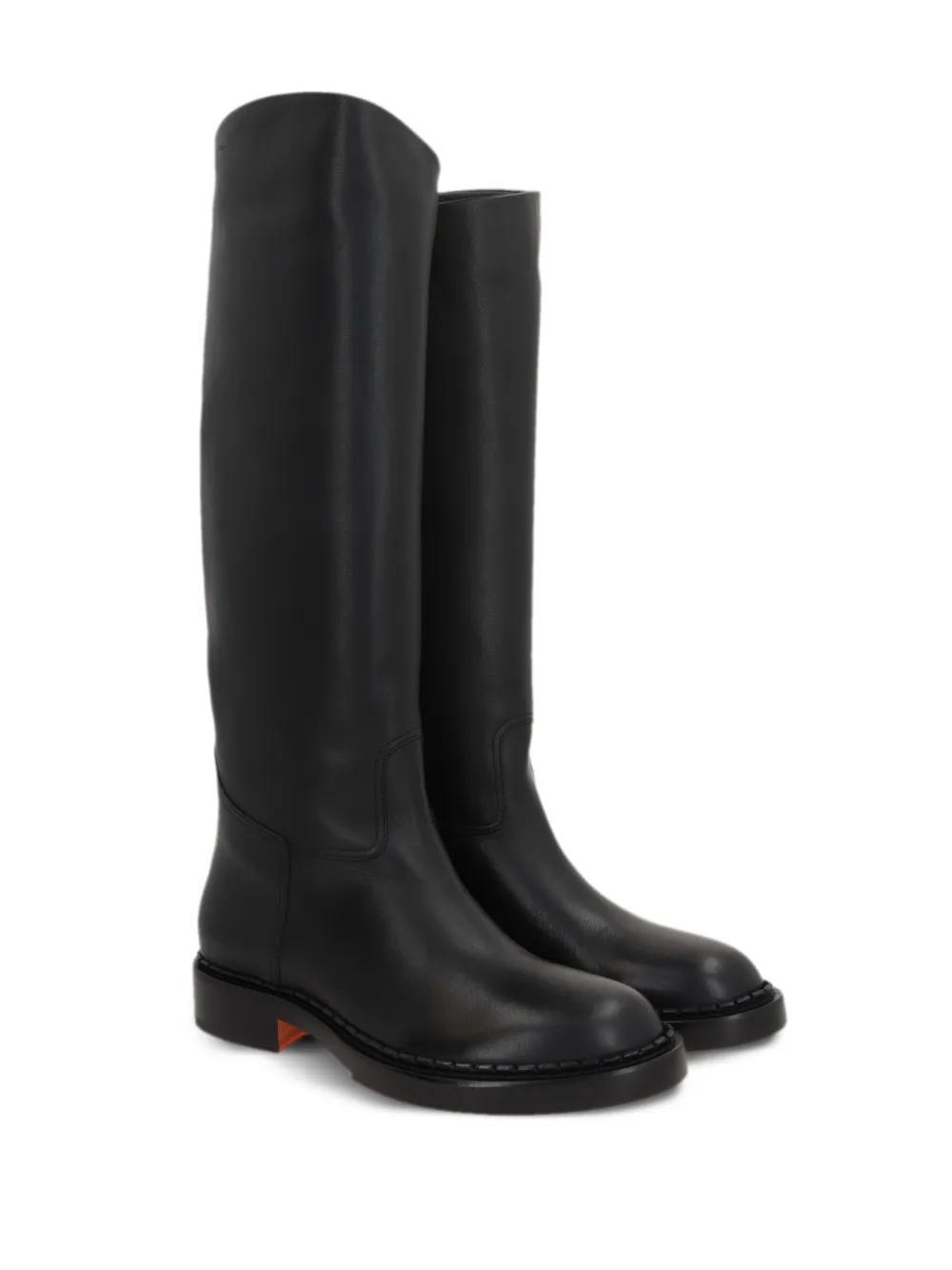 SANTONI Hagar Leather Tall Riding Boots In Black Product Image