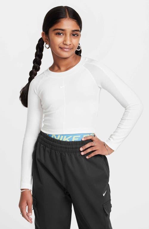 Nike Kids' Crop Long Sleeve Top in Sail/White at Nordstrom Product Image