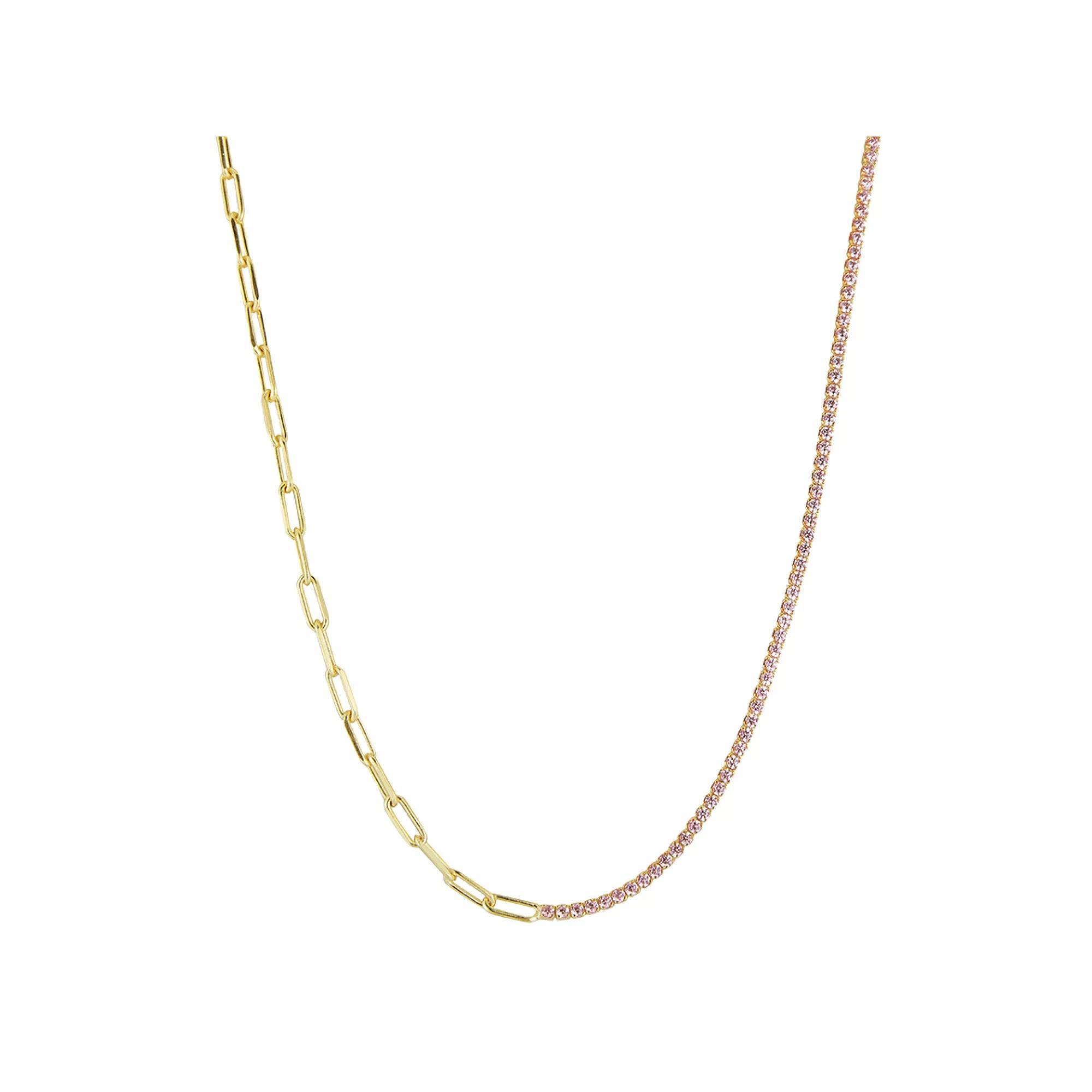 Sunkissed Sterling Sterling Silver Cubic Zirconia Tennis x Link Choker Necklace, Womens Gold Tone Blue Product Image