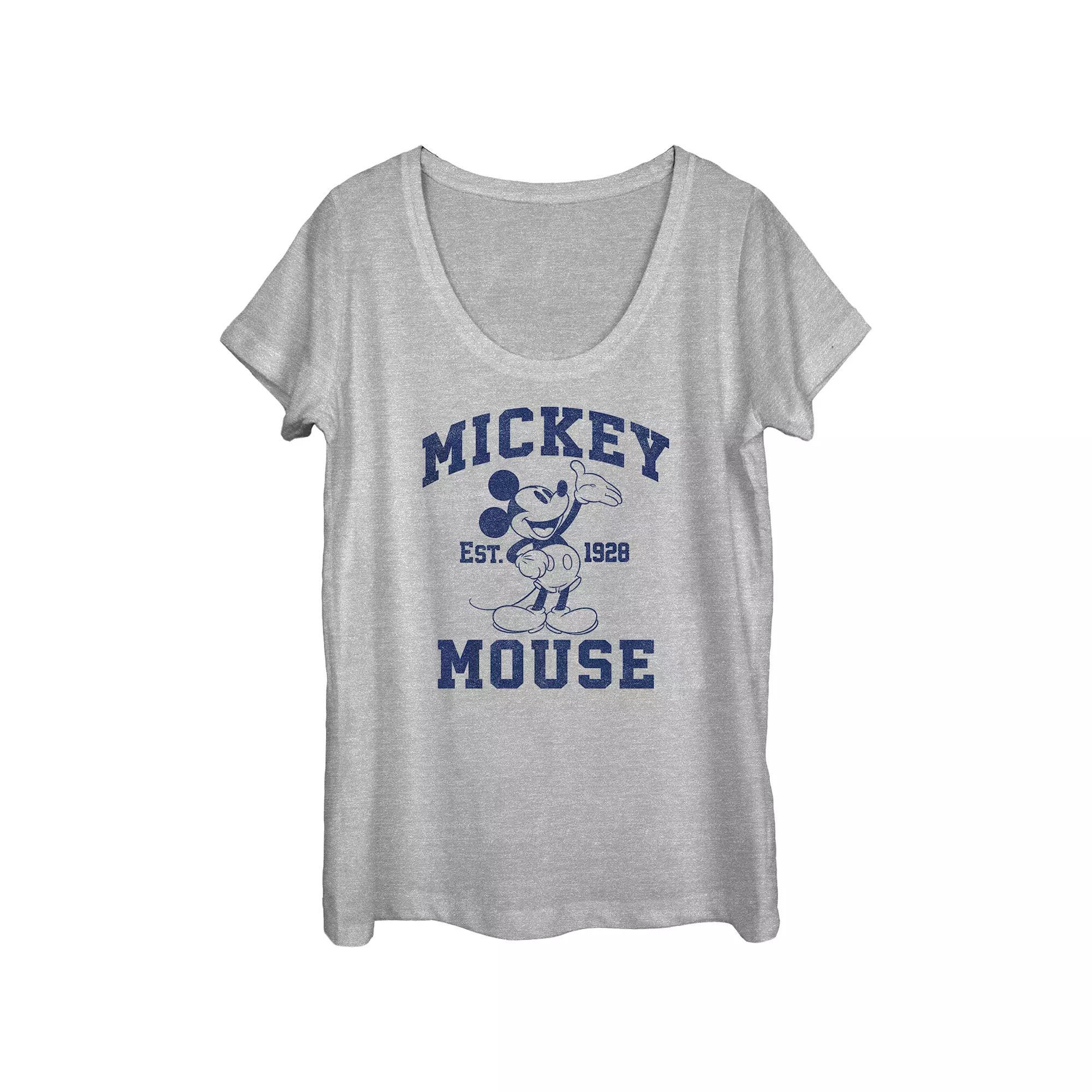 Disney's Mickey Mouse Since 1928 Scoop Neck Juniors' Graphic Tee, Women's, Size: Medium, Athletic Grey Product Image