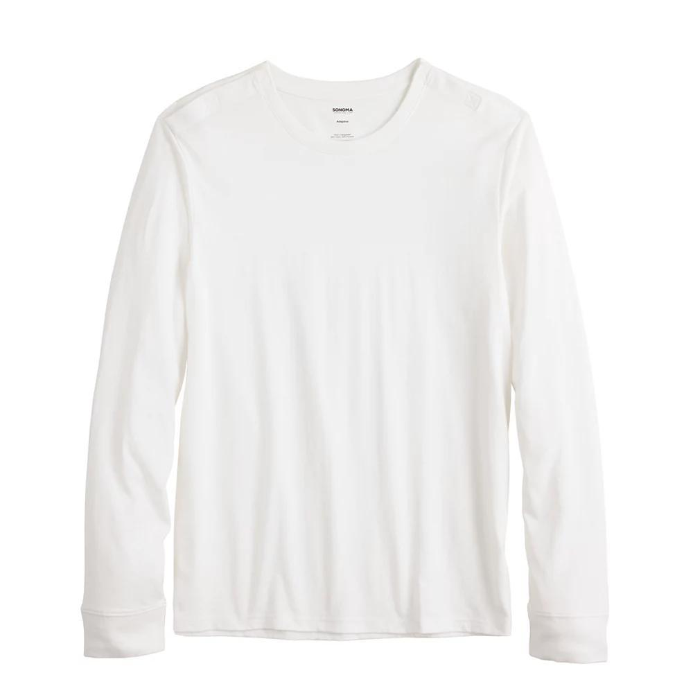 Men's Adaptive Sonoma Goods For Life® Easy Dressing Long Sleeve Crew Tee, Size: XL, White Product Image