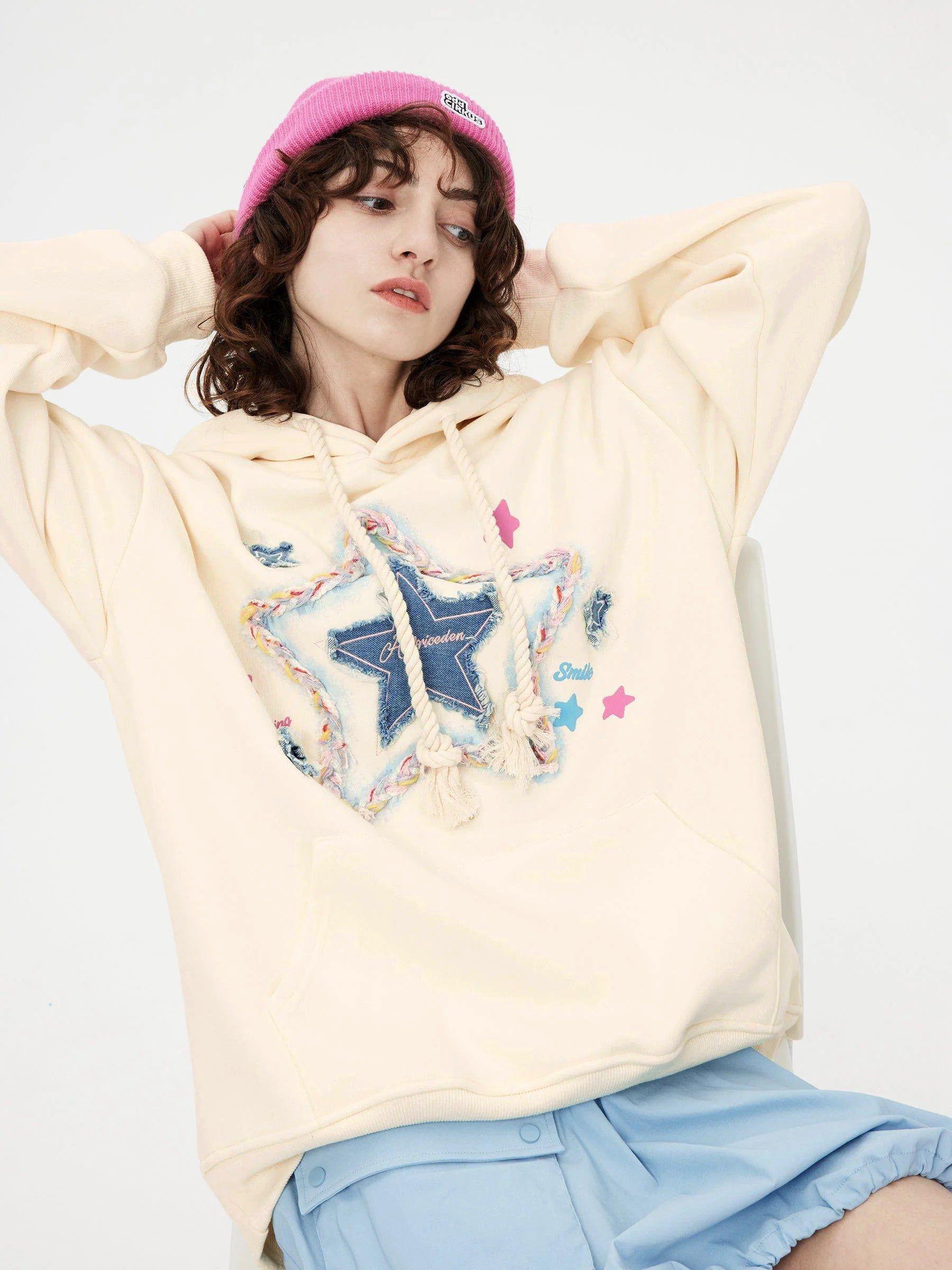 Aelfric Eden Denim Star Applique Hoodie Product Image