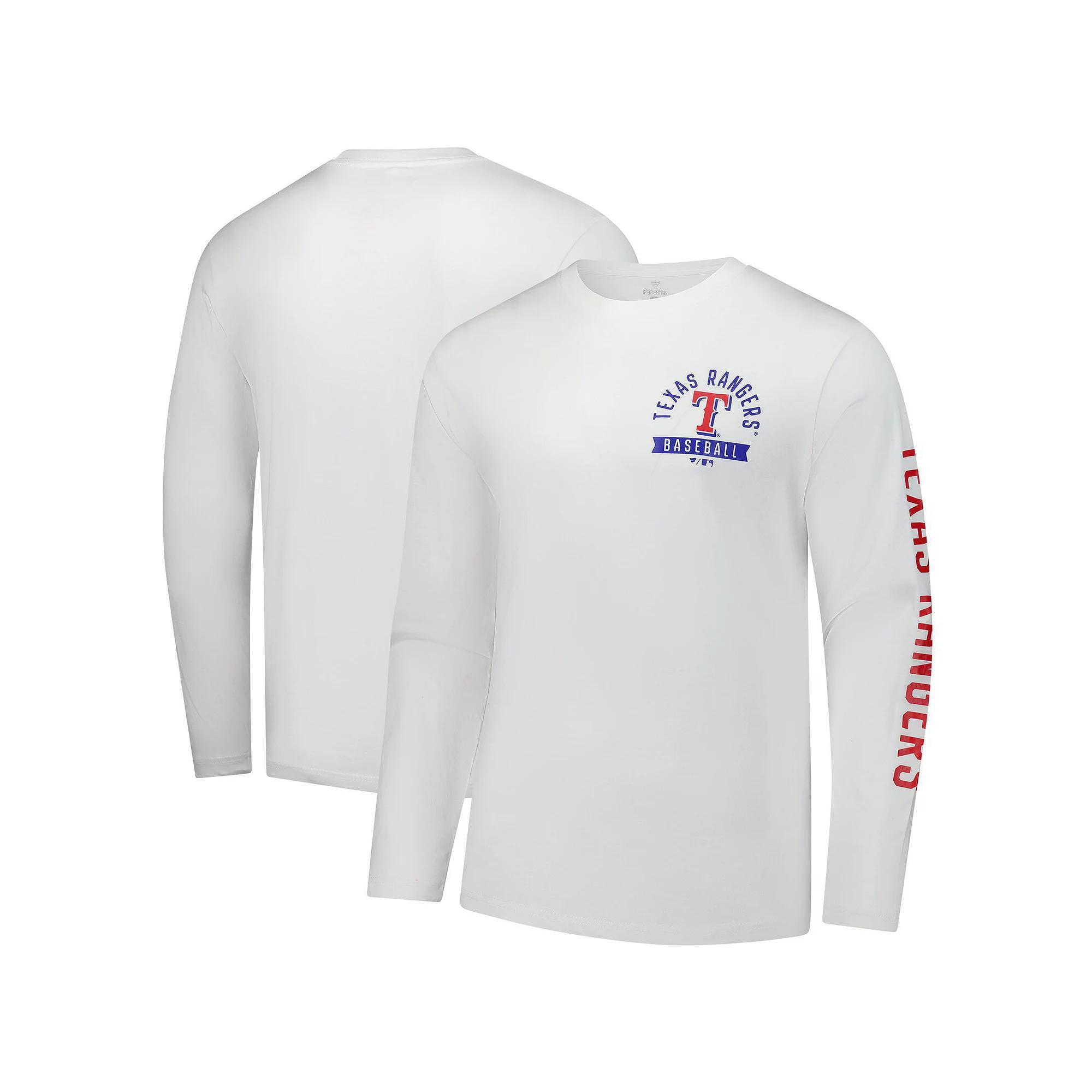 Men's Fanatics  White Texas Rangers Press Box Long Sleeve T-Shirt, Size: 2XL Product Image