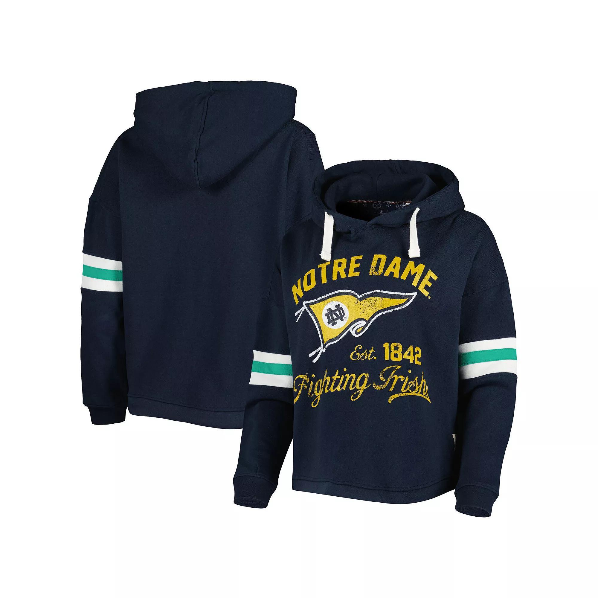 Women's Pressbox Navy Notre Dame Fighting Irish Super Pennant Pullover Hoodie, Size: Large, Blue Product Image