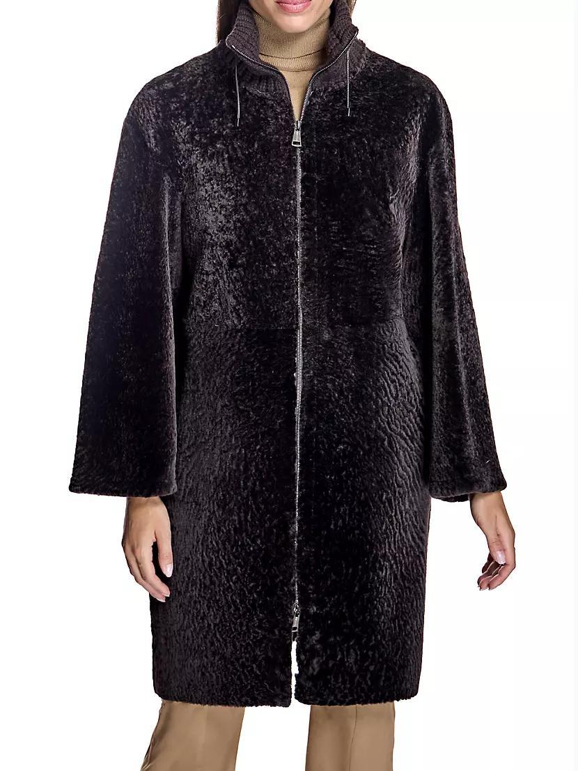 Shearling Jacket with Knit Collar Product Image