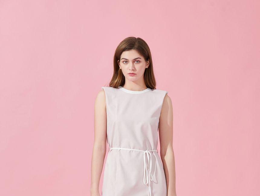 Contrast Trim Sleeveless Dress Product Image