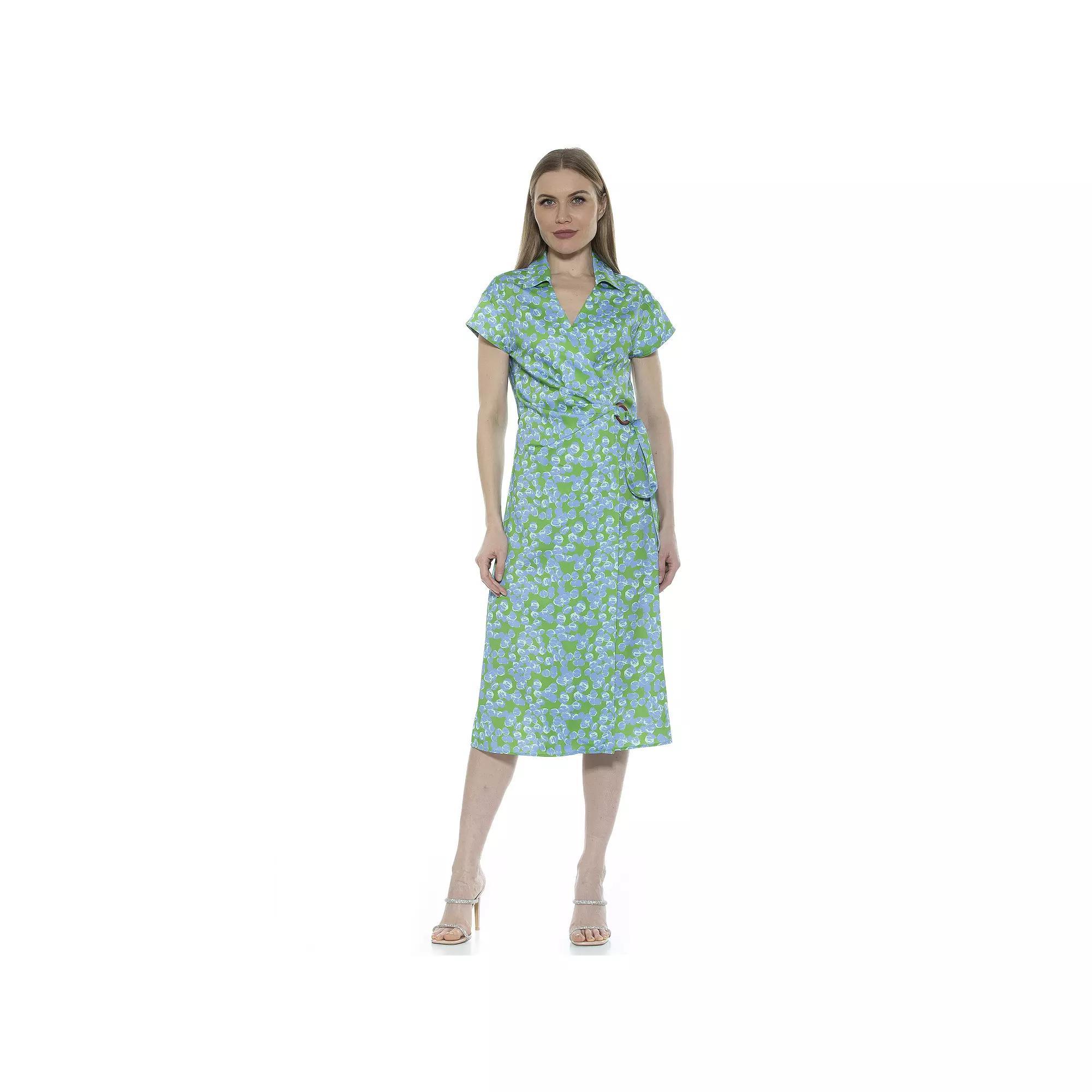 Womens ALEXIA ADMOR Paris Surplice Wrap Midi Dress With Waist Tie Product Image