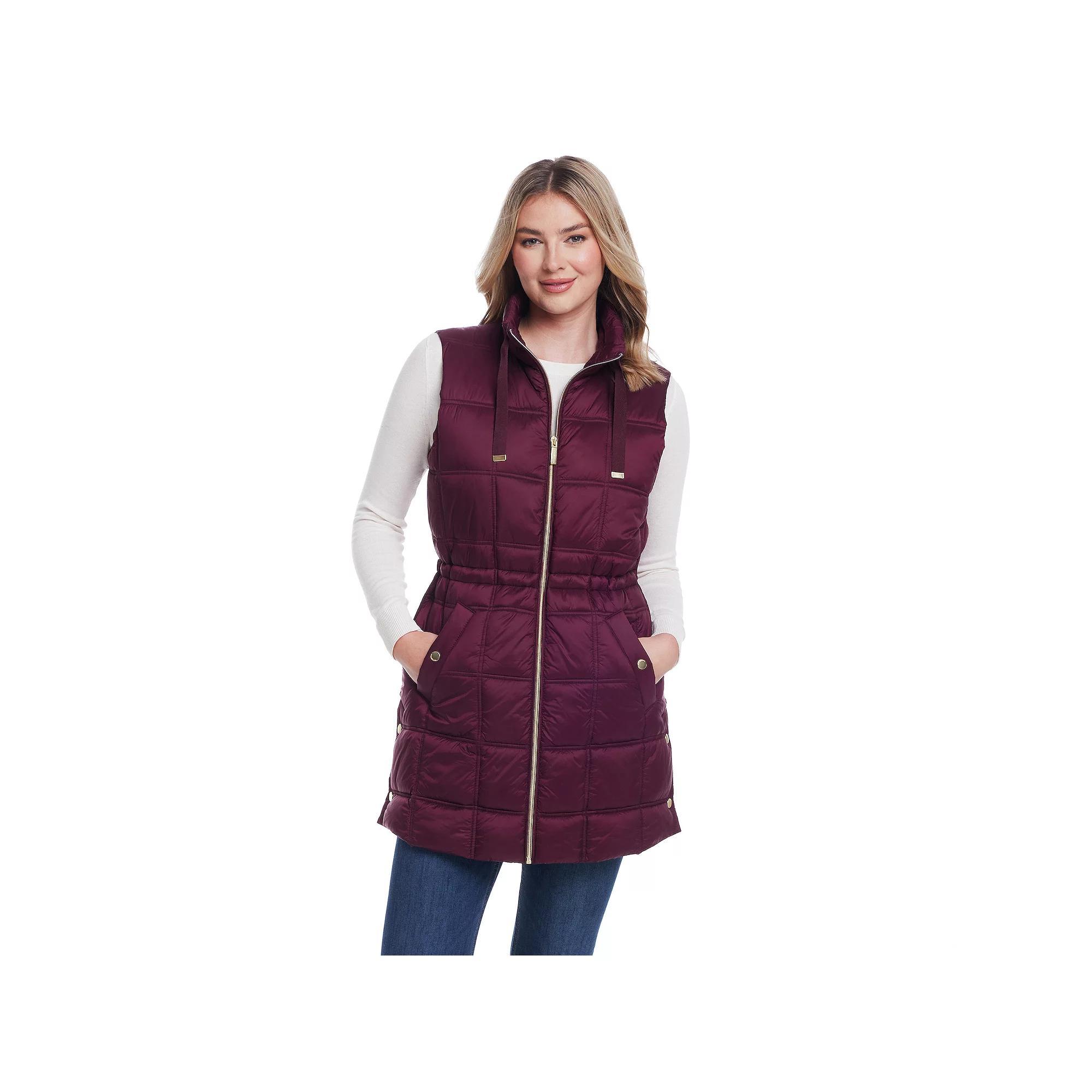 Women's Weathercast Box Quilted Longline Puffer, Size: XL, Merlot Product Image
