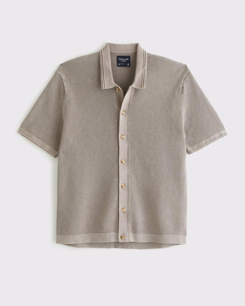 Garment Dye Button-Through Sweater Polo Product Image