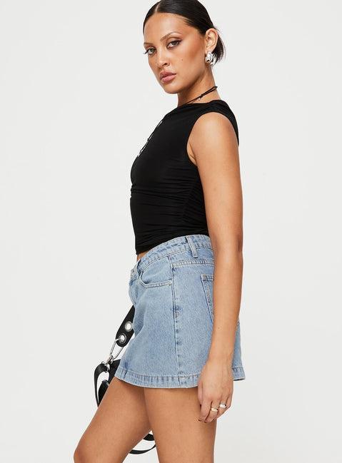 Nickei Denim Mini Skirt Light Wash Tall Product Image