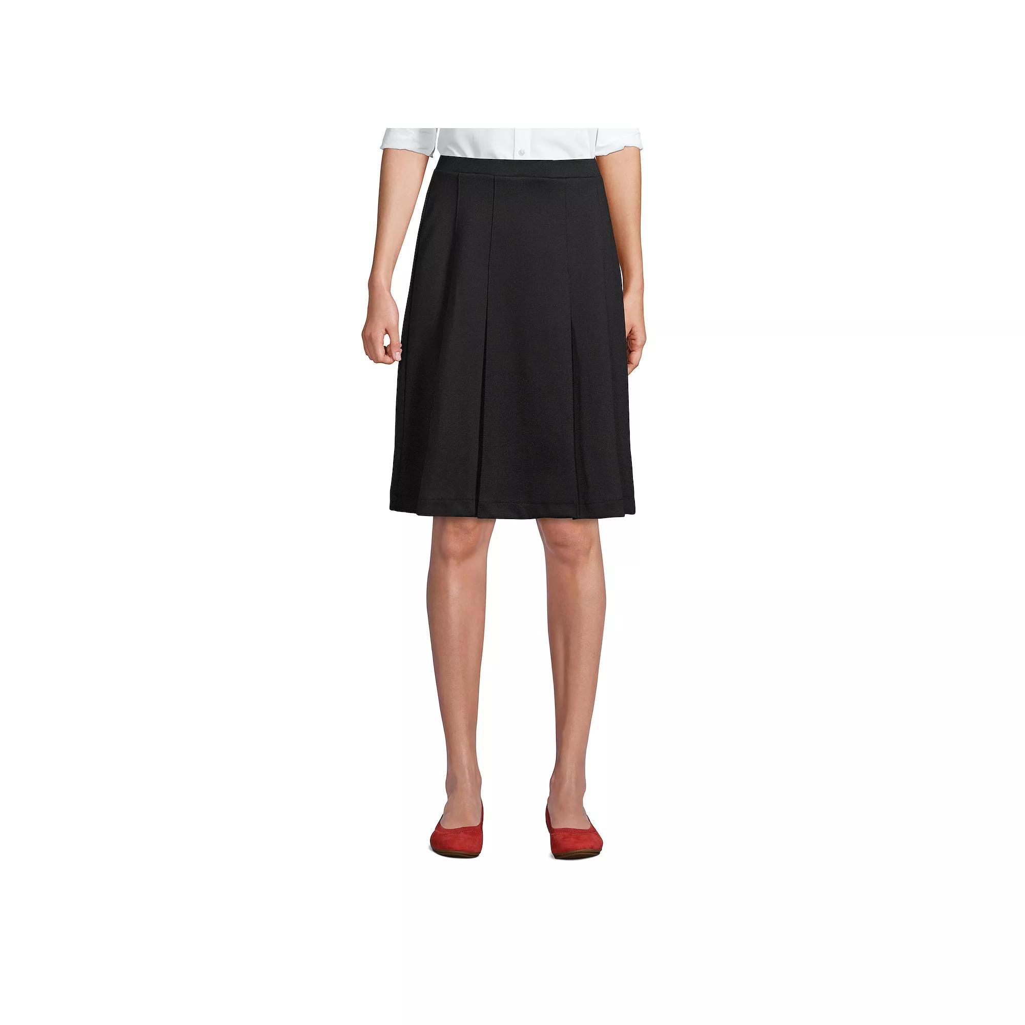 Women's Lands' End Ponte Knee Length Pleated Skirt, Size: 8, Green Product Image