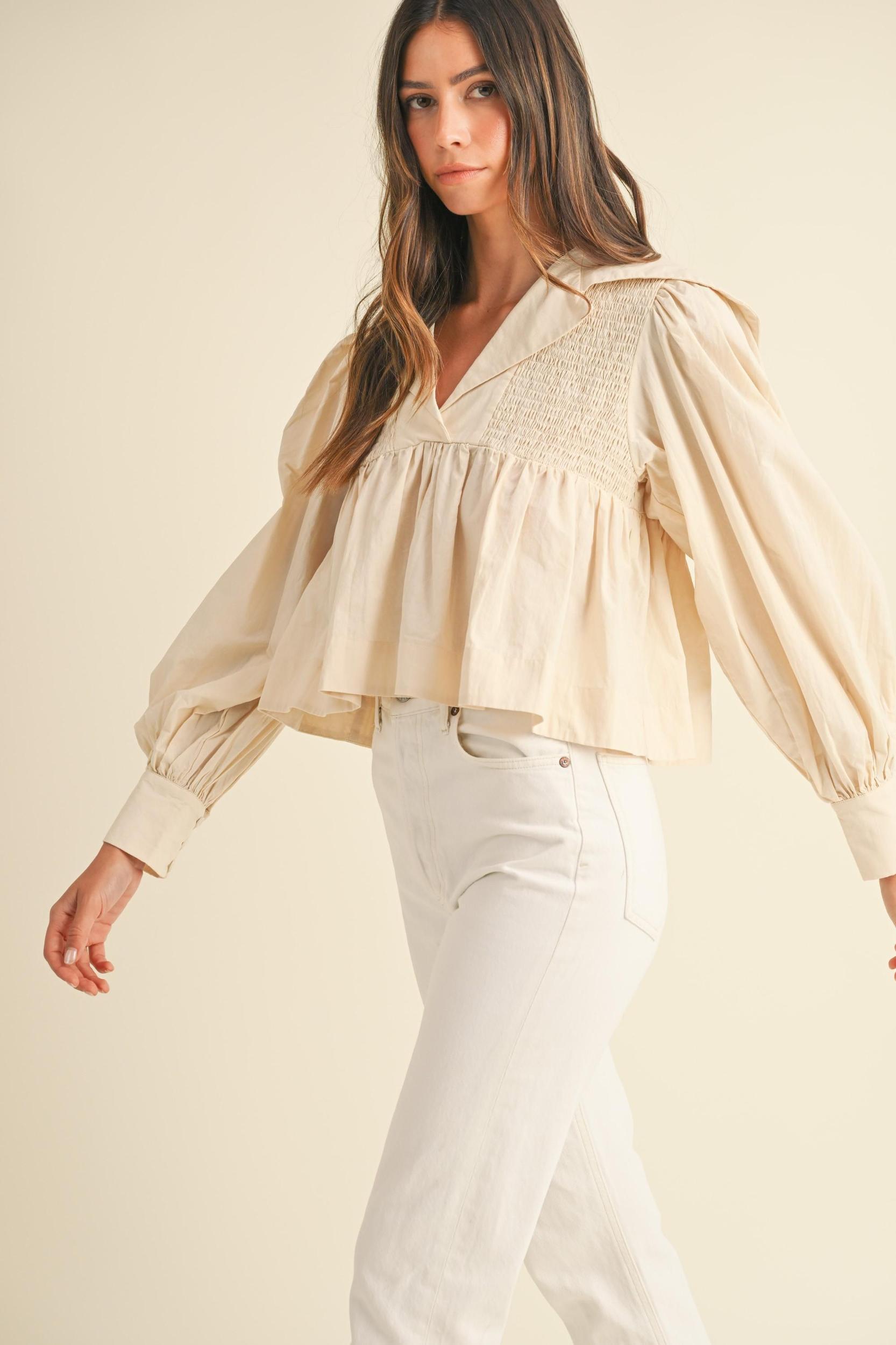 Oversized Smocked Blouse Product Image