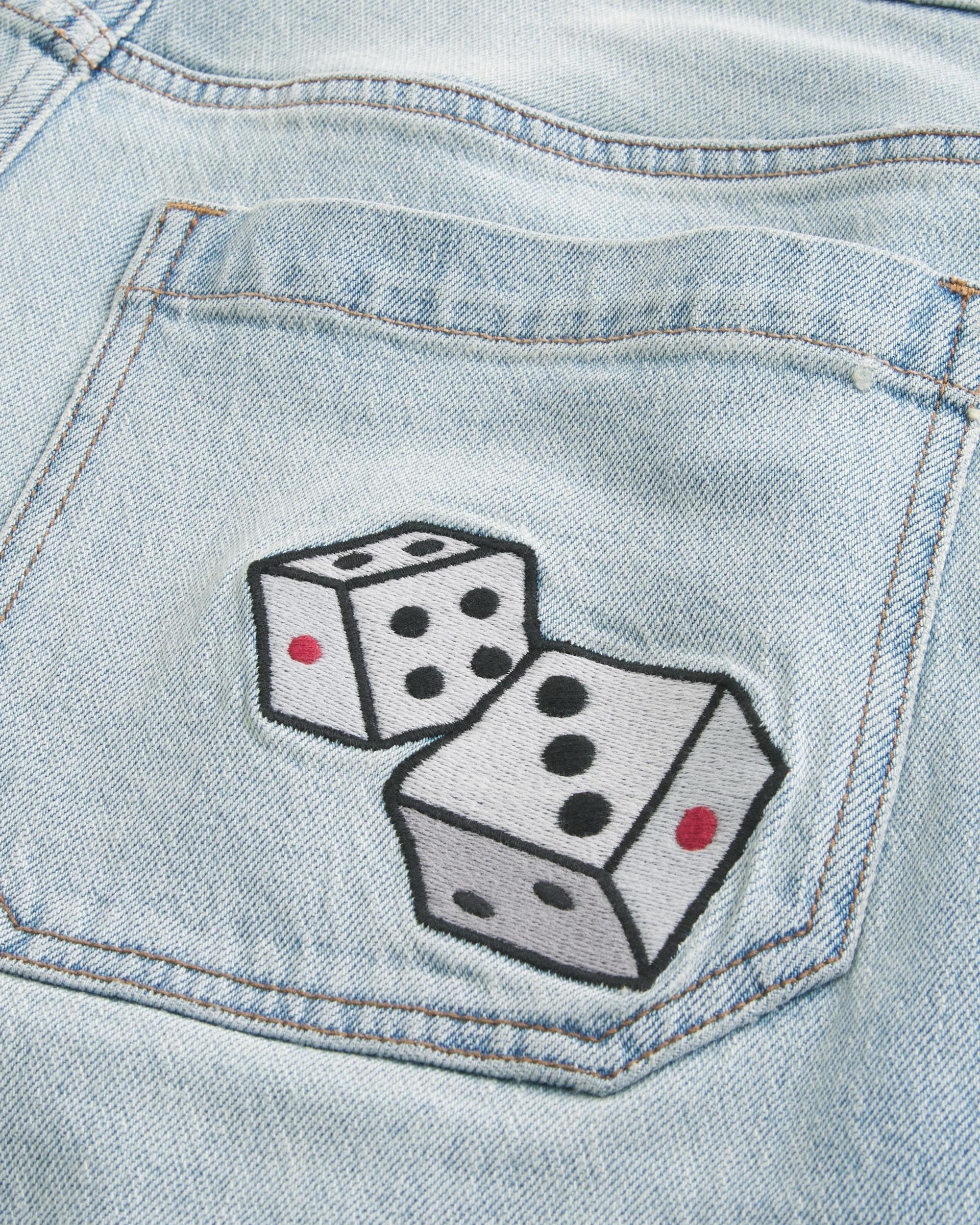 Below-the-Knee Washed Black Super Baggy Denim Shorts Product Image