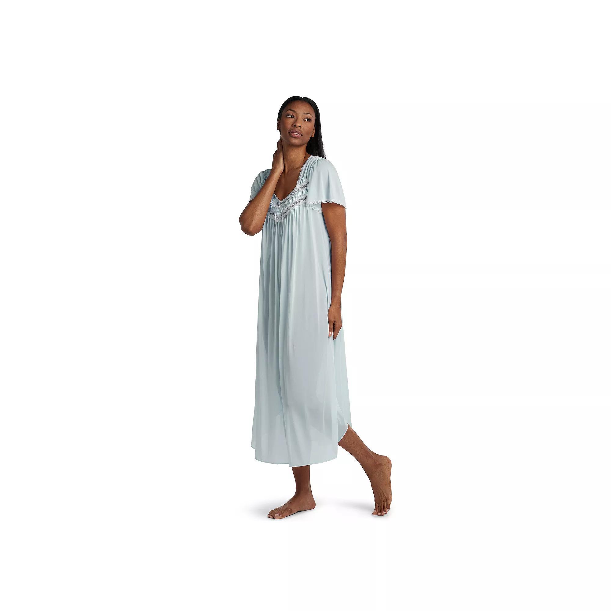 Womens Miss Elaine Essentials Silk Essence Tricot Short Sleeve Long Nightgown Product Image