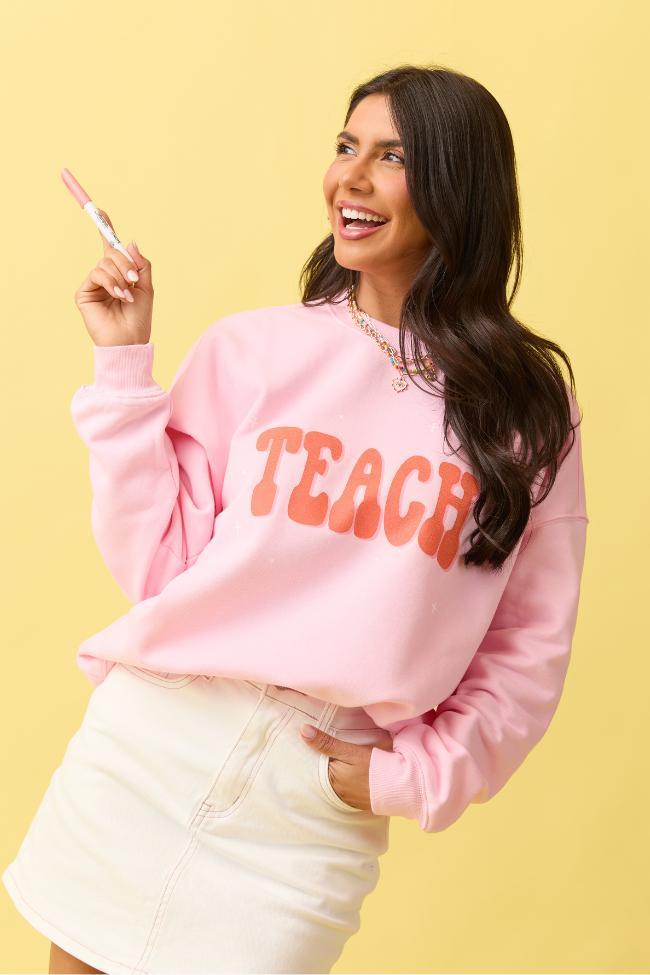 Teach Light Pink Graphic Sweatshirt Product Image