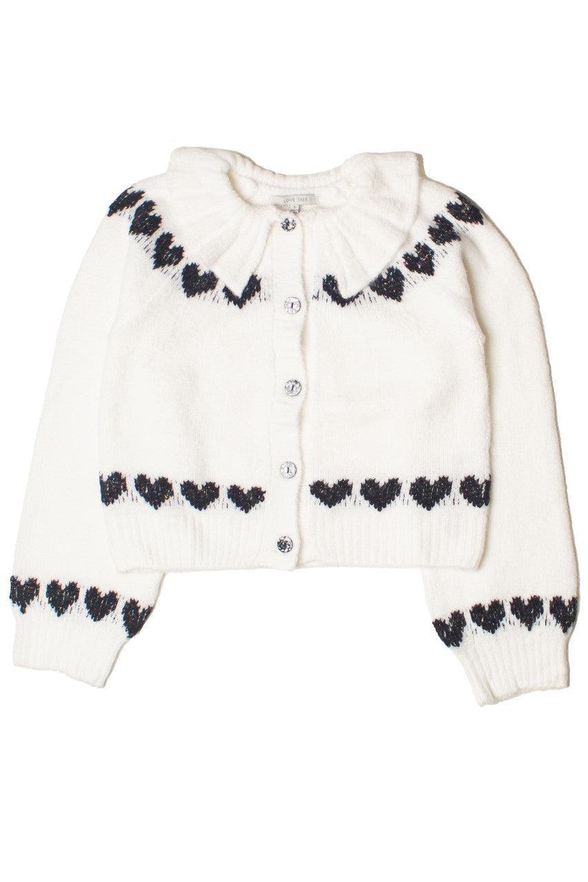 Ruffle Collar Heart Cardigan Product Image