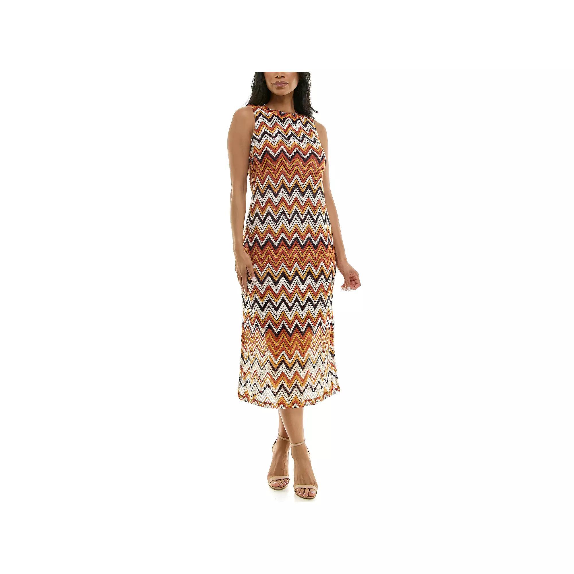 Women's Nina Leonard Crochet Maxi Dress, Size: Large, Plum Purple Product Image