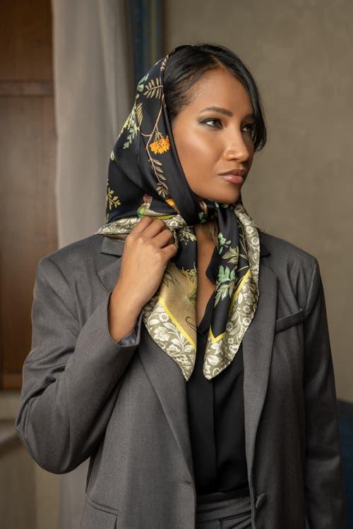 Elizabetta Fantasia - Hand Rolled Silk Foulard for Women in Black at Nordstrom Product Image