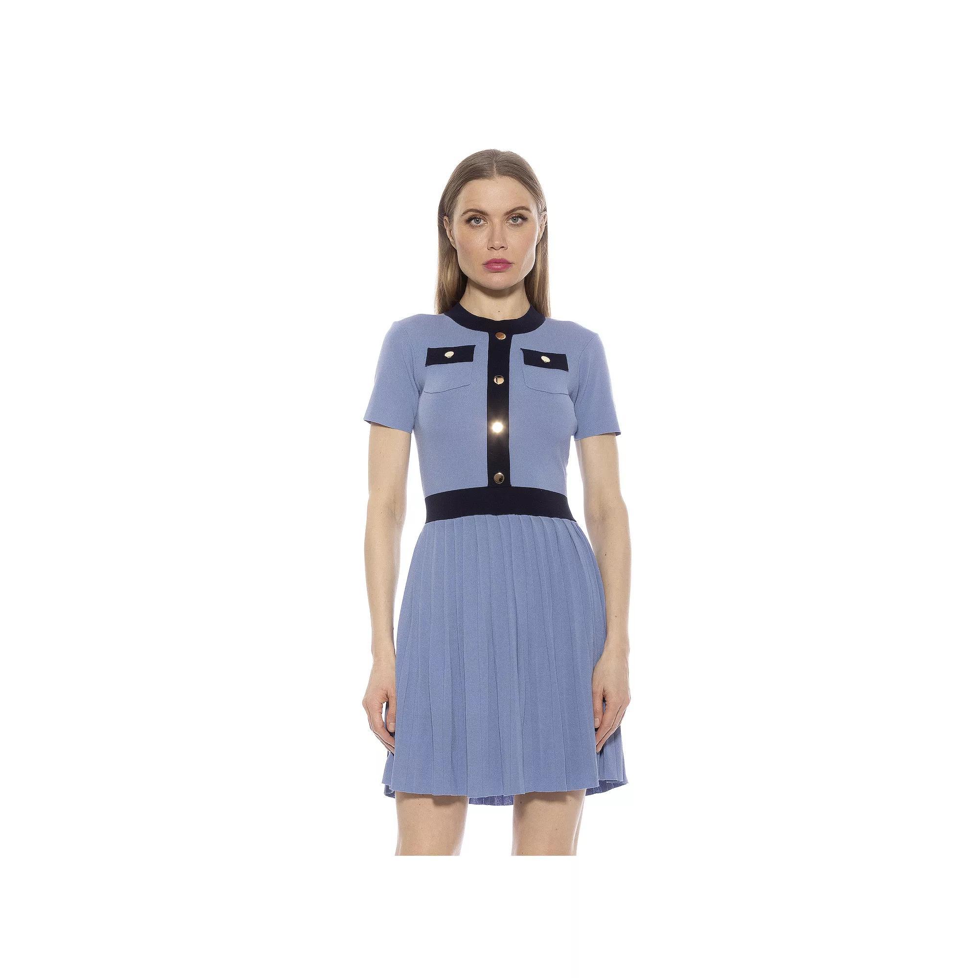 Women's ALEXIA ADMOR Anders Fit And Flare Knit Dress, Size: Medium, Blue Product Image