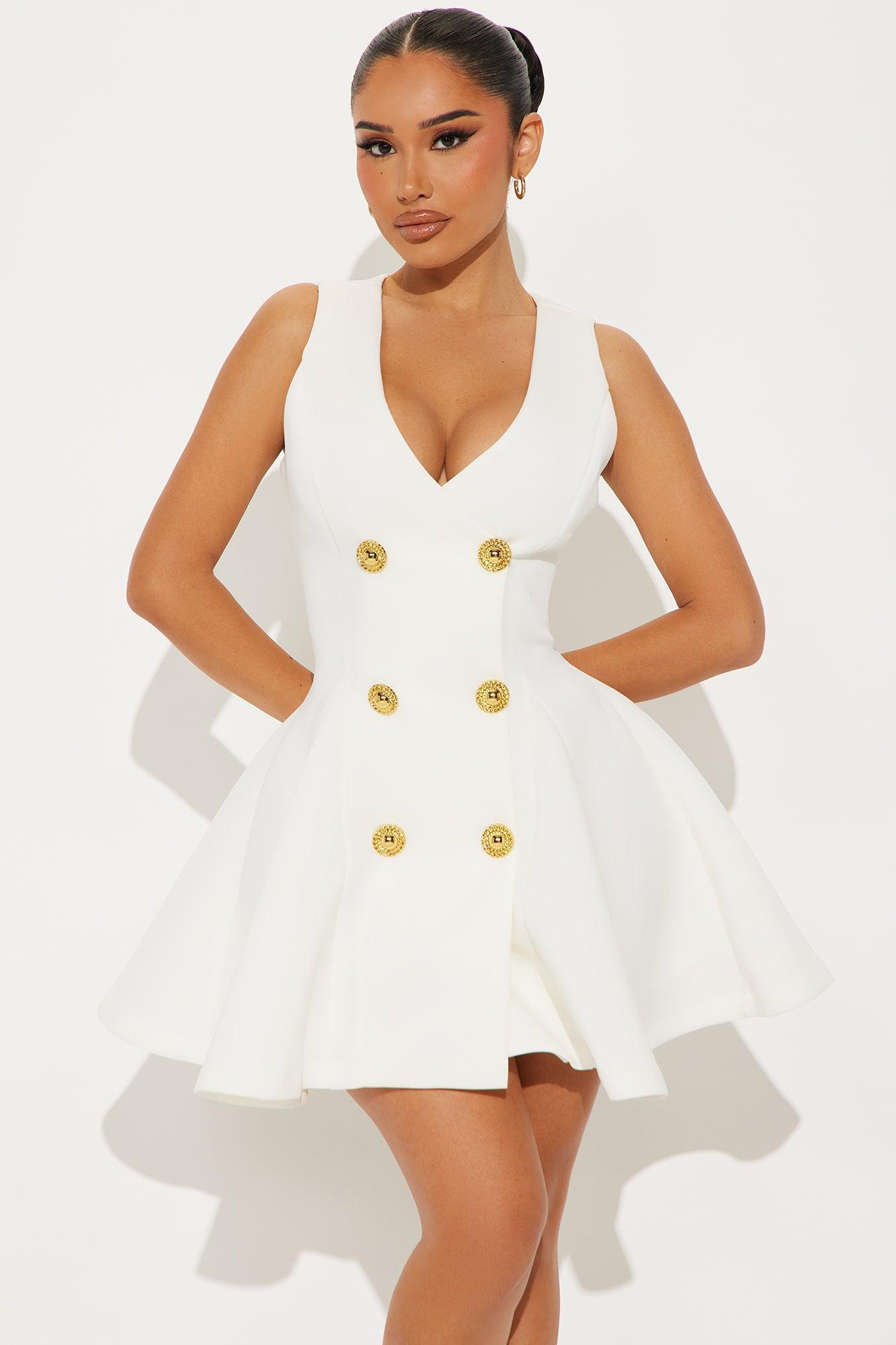 Queen Of Everything Pleated Mini Dress - White Product Image