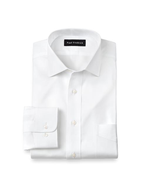 Non-Iron Cotton Pinpoint Solid Spread Collar Dress Shirt - White Product Image