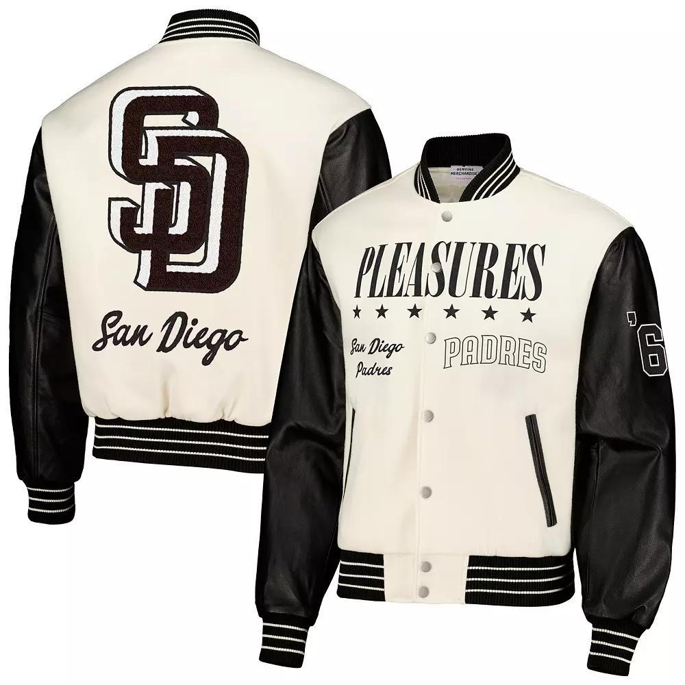 Men's PLEASURES White San Diego Padres Full-Snap Varsity Jacket, Size: 2XL Product Image