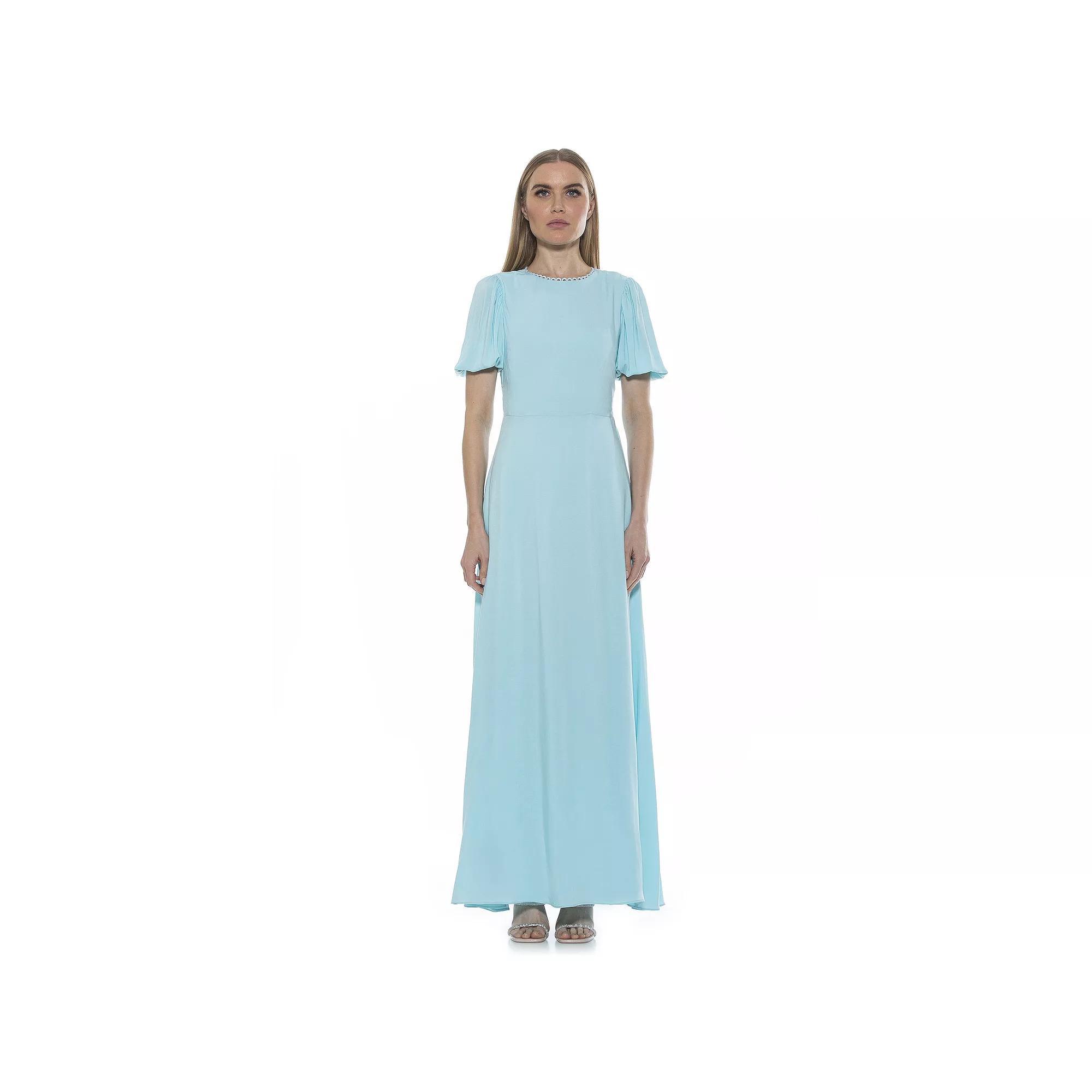 Women's ALEXIA ADMOR Open Back Fit & Flare Maxi Dress, Size: 6, Ivory Product Image