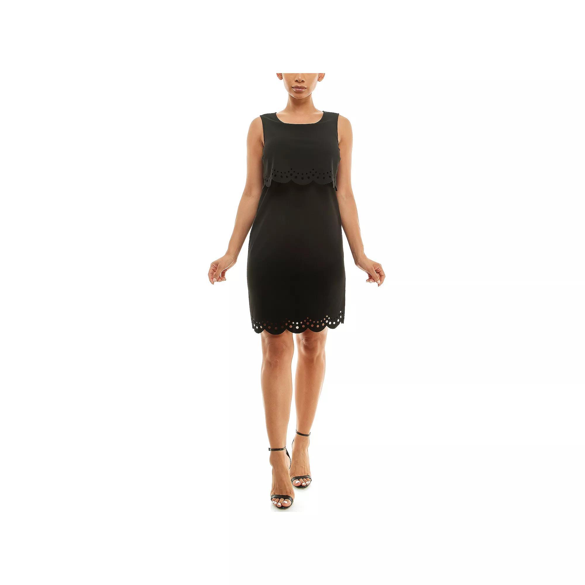Women's Nina Leonard Crepe Dress, Size: Large, Black Product Image