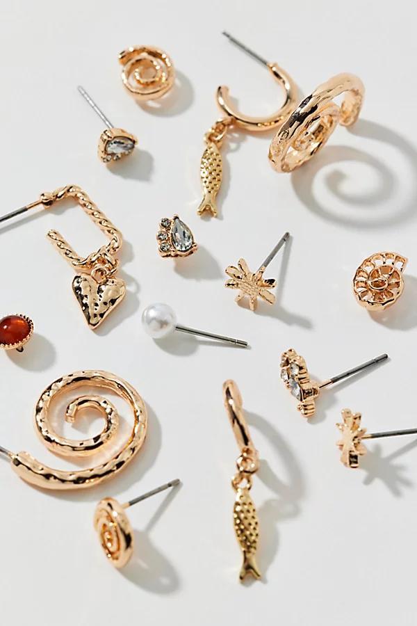 Coastal Charm Post And Hoop Earring Set Womens at Urban Outfitters Product Image