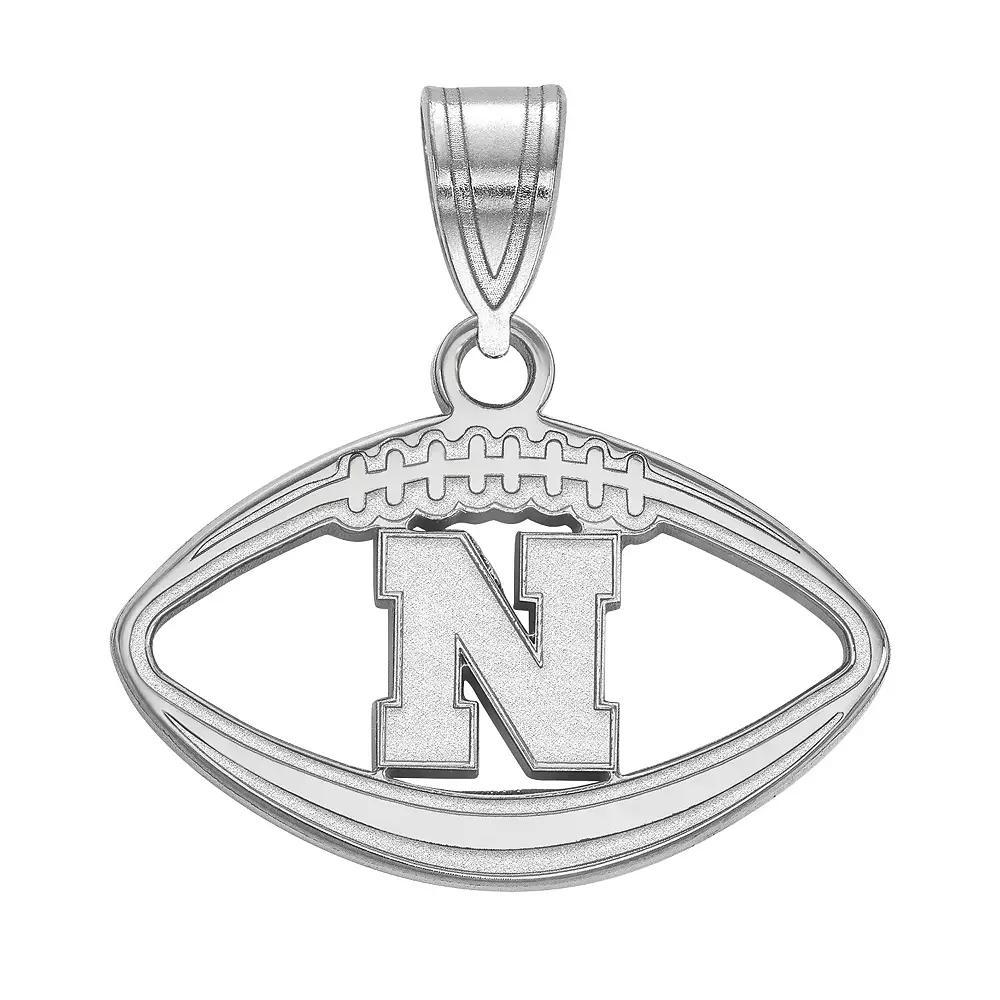 LogoArt Nebraska Cornhuskers Sterling Silver Football Pendant, Women's, Size: 20MM Product Image