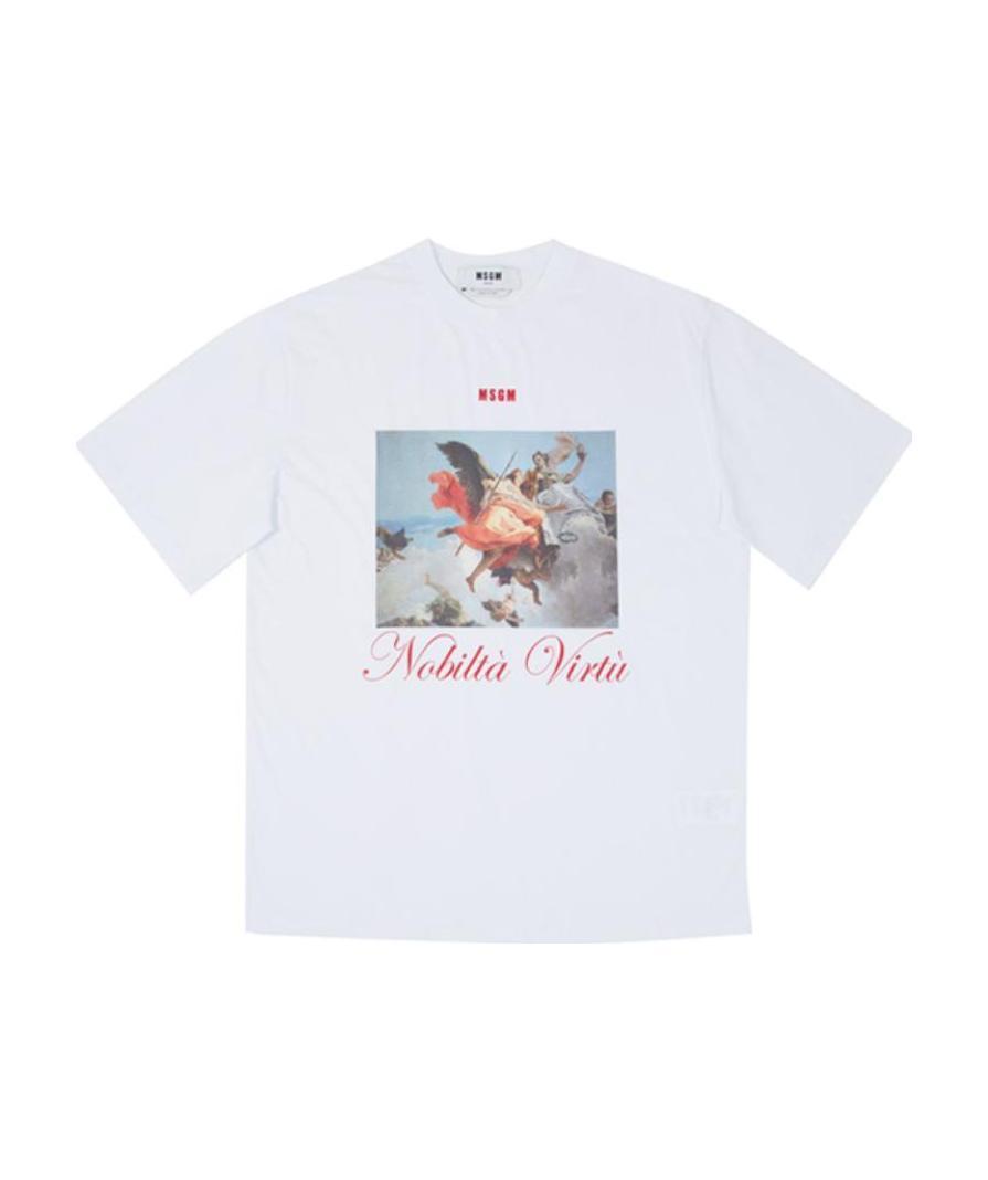 MSGM Printed Short-sleeved T-shirt In White Product Image