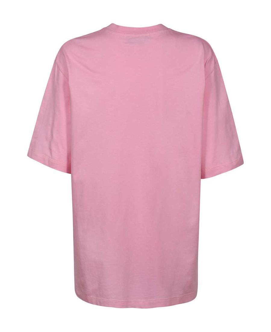 MSGM Printed Cotton T-shirt In Pink Product Image