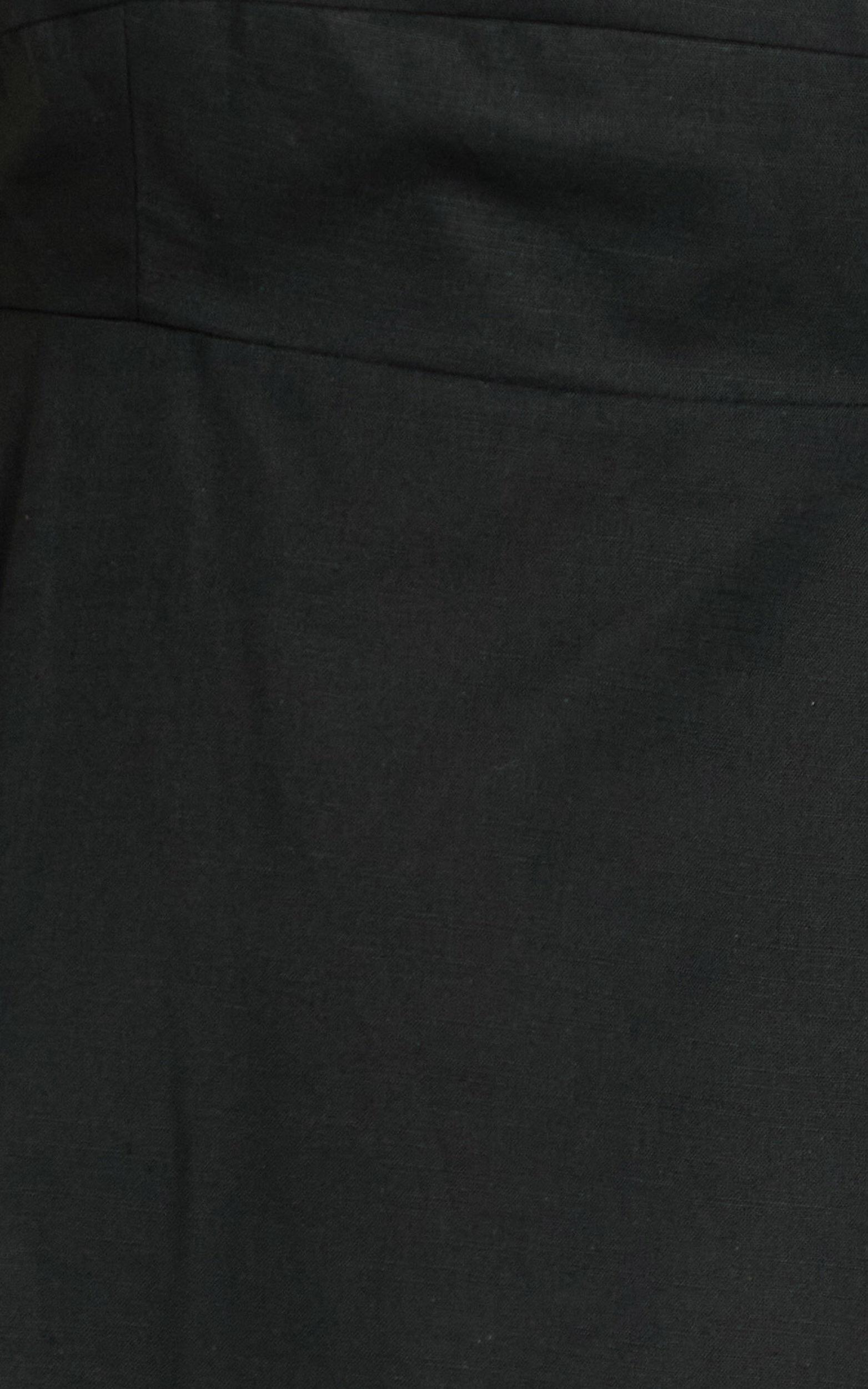 Brette Midi Dress - Linen Straight Neck Strappy Fit And Flare Dress in Black Product Image