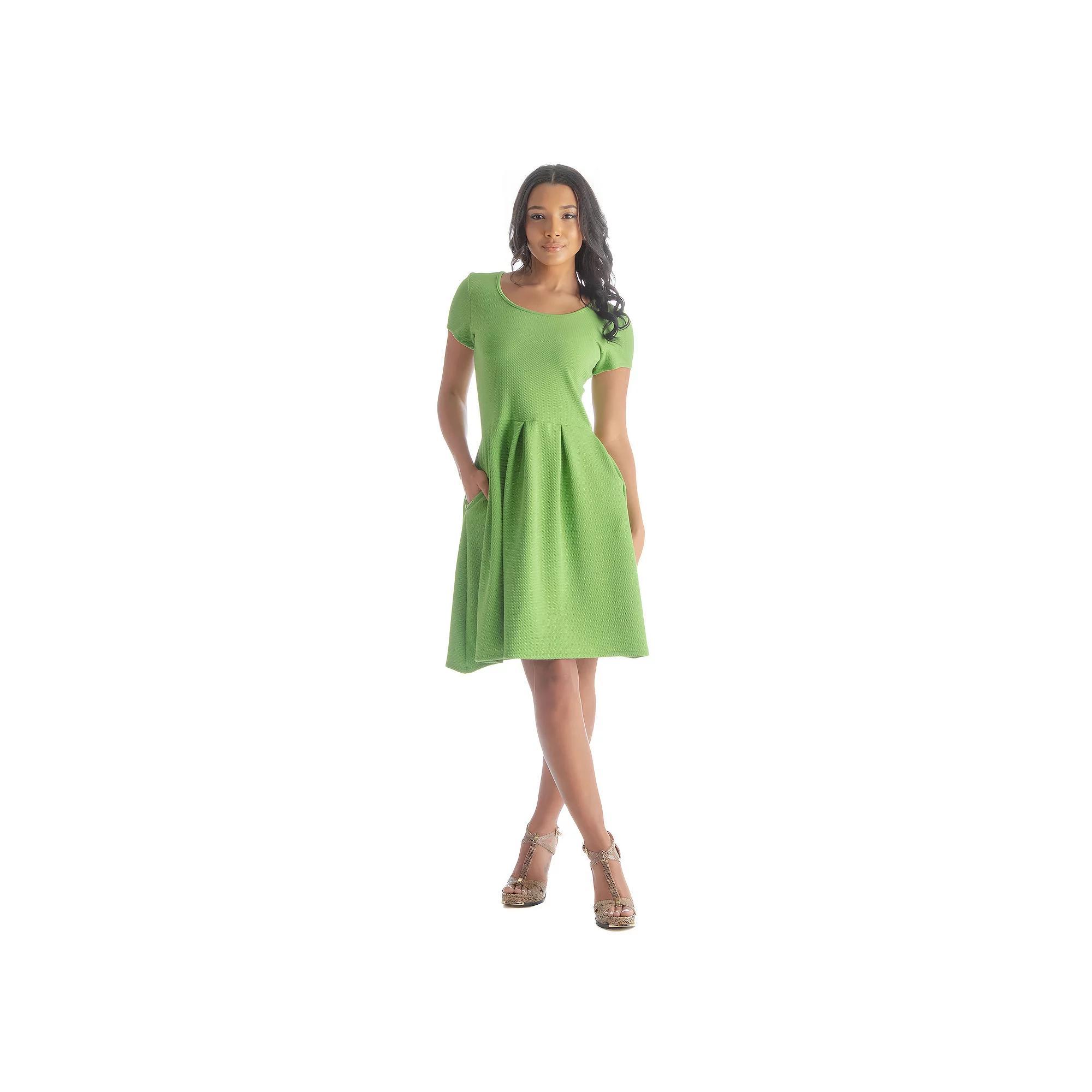 Women's 24Seven Comfort Apparel Pleated Pocket Midi Dress, Size: XL, Green Product Image