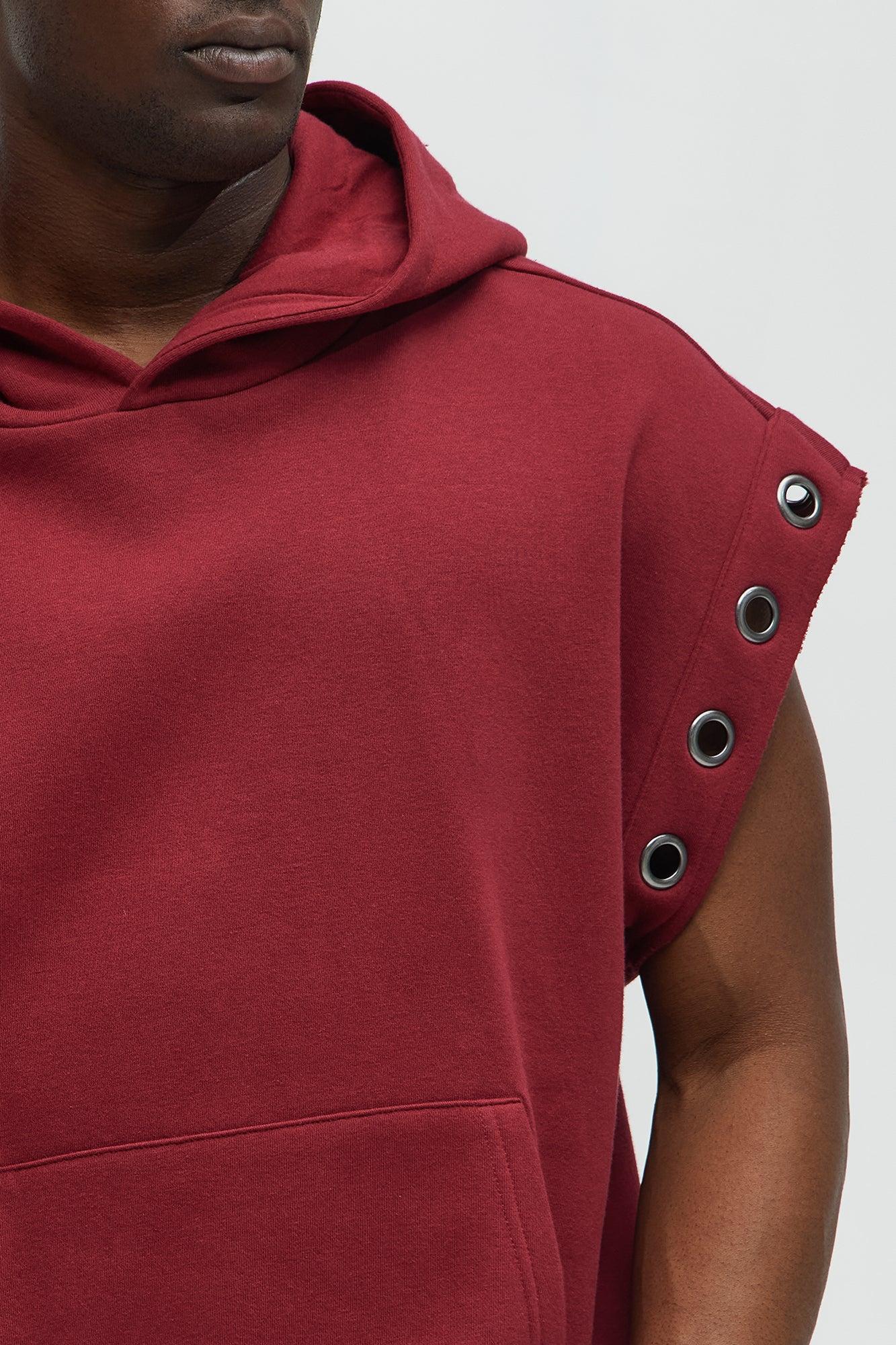 Tyson Ring Sleeveless Hoodie - Red Product Image