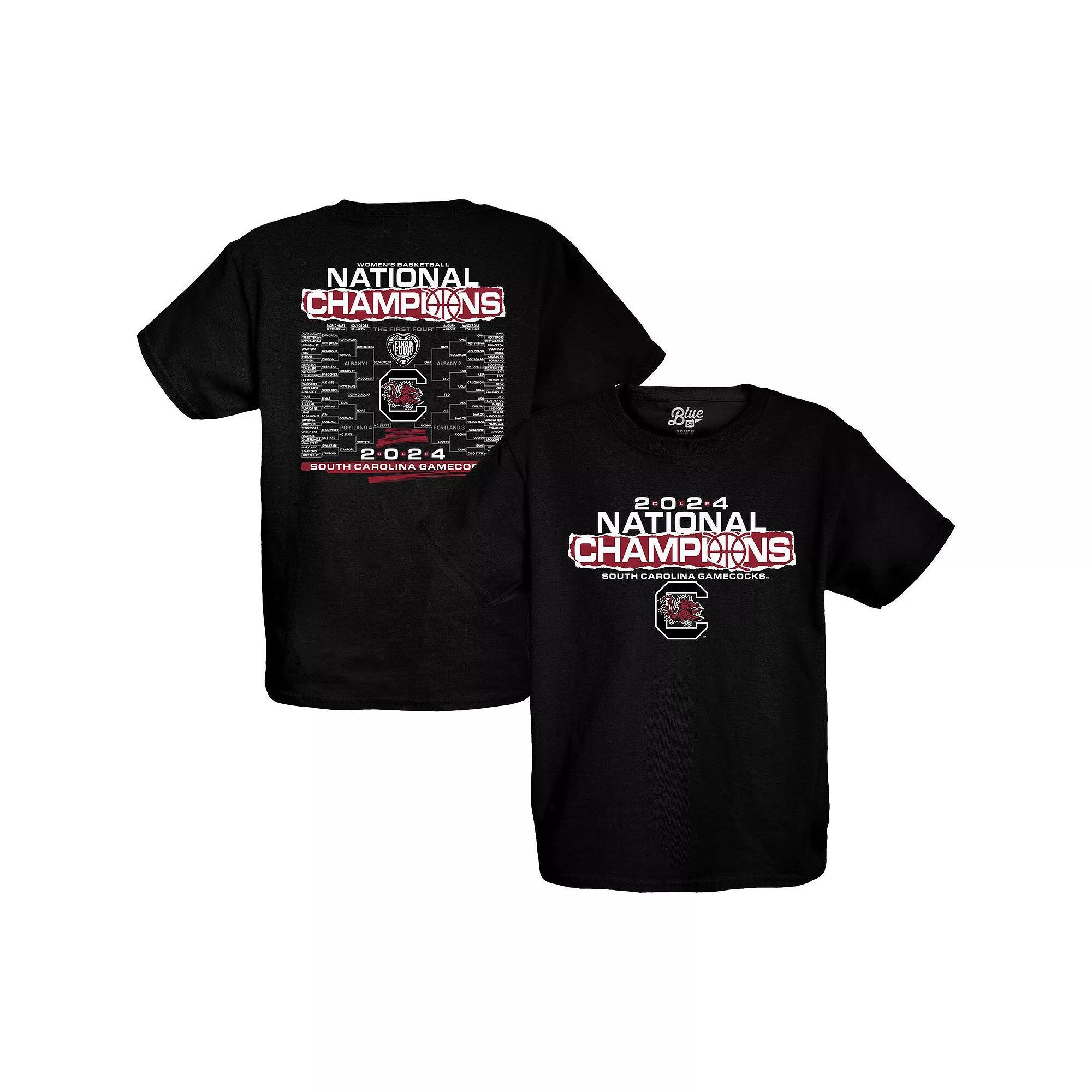 Youth Blue 84 Black South Carolina Gamecocks 2024 NCAA Women's Basketball National Champions Bracket T-Shirt, Girl's, Size: YTH Large Product Image