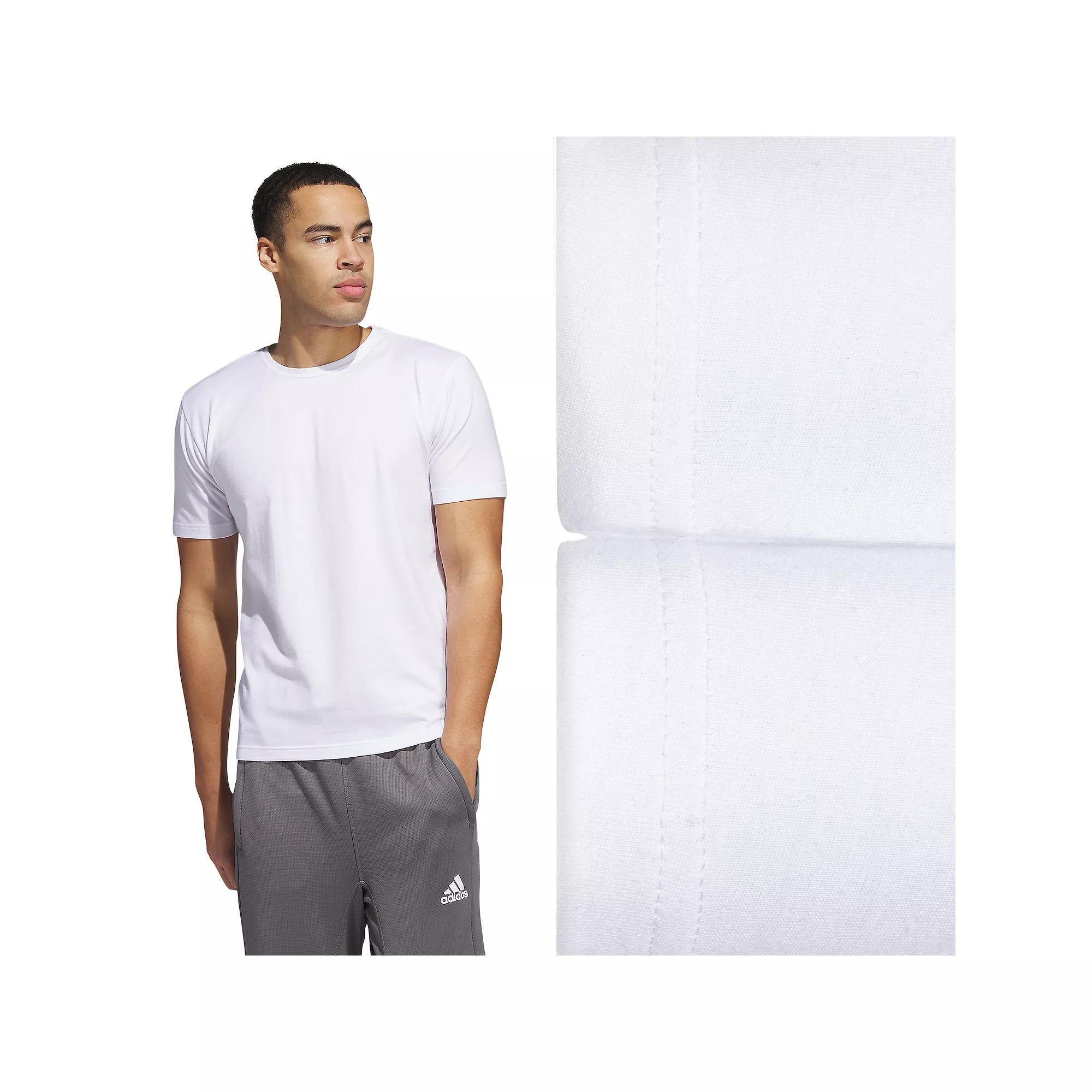 Men's adidas 2-pack Stretch Cotton Crew Tees, Size: Medium, White Product Image