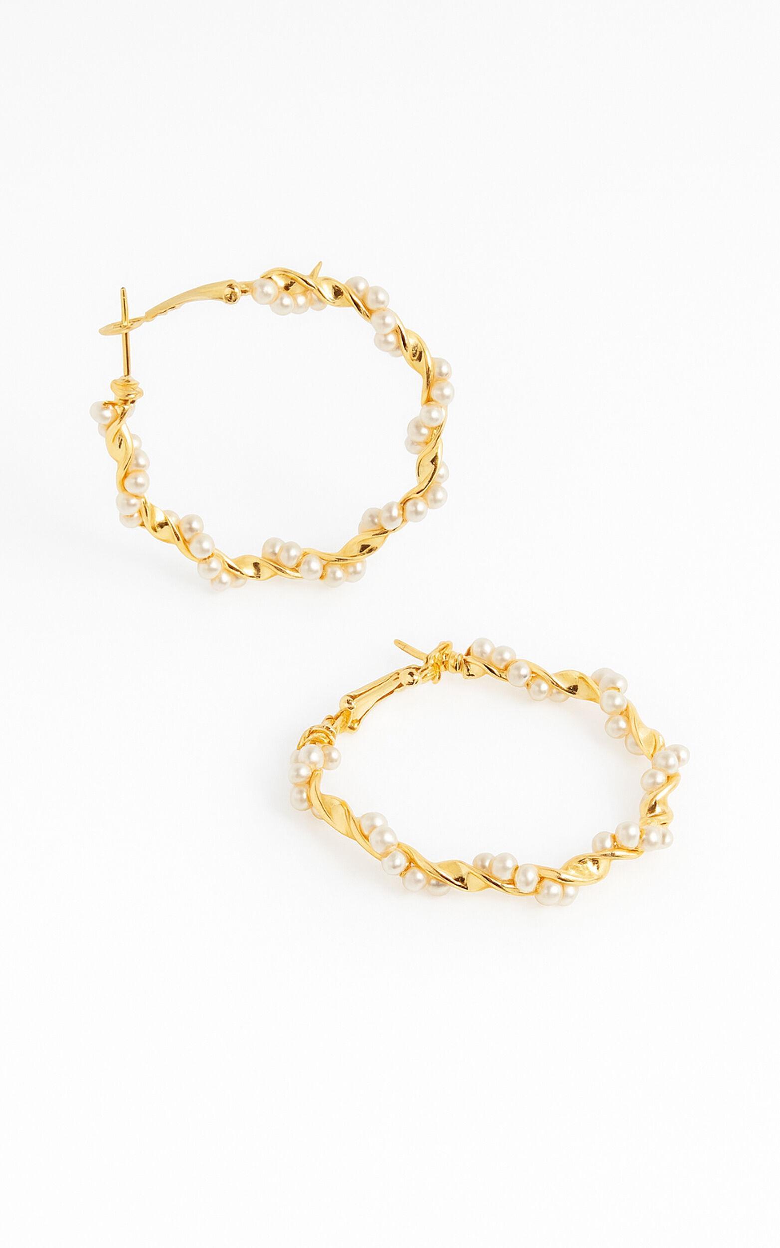 Bev Hoop Earrings in Gold and Pearl Product Image