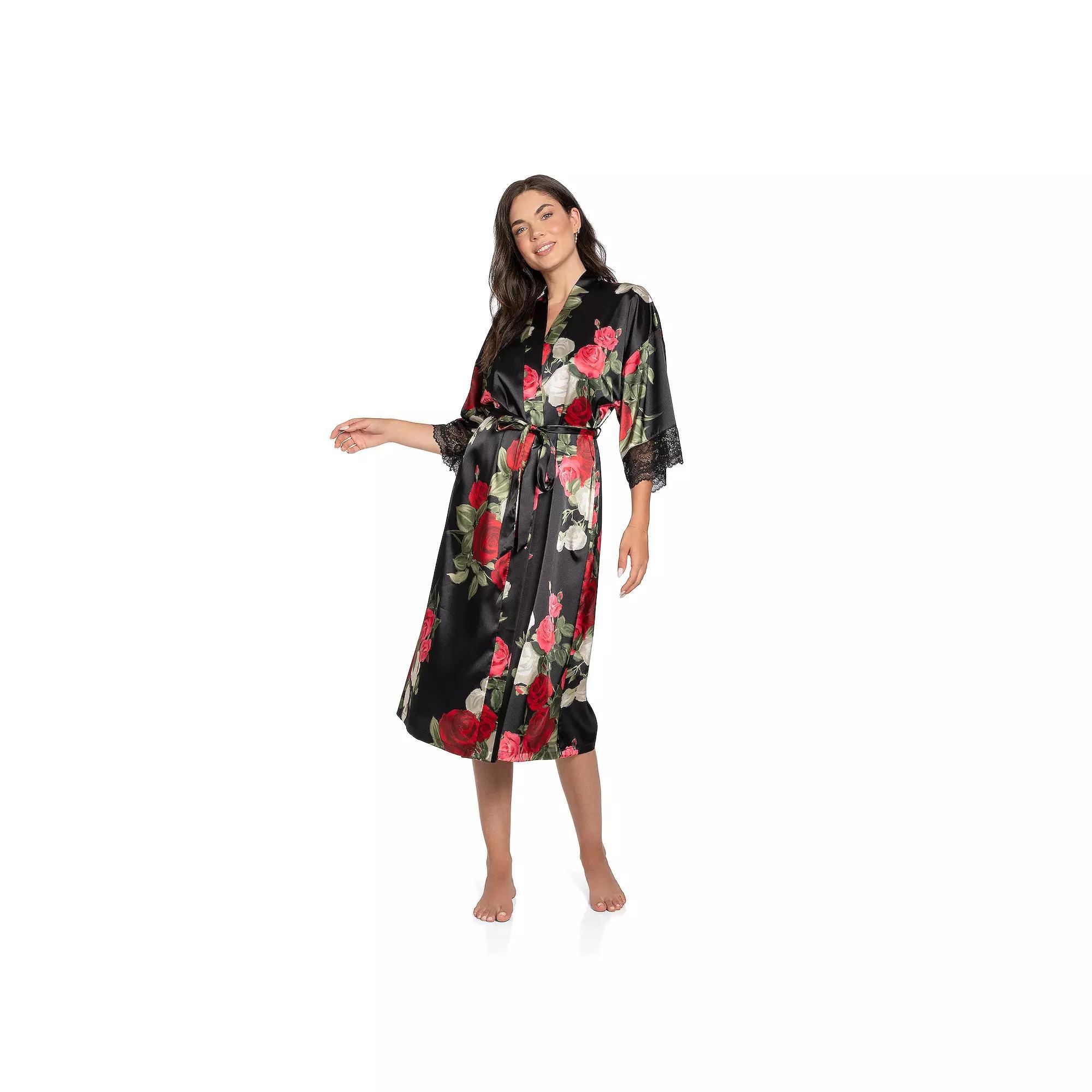 Women's Lilac+London Lace Satin Robe, Size: XS, Yalina Product Image