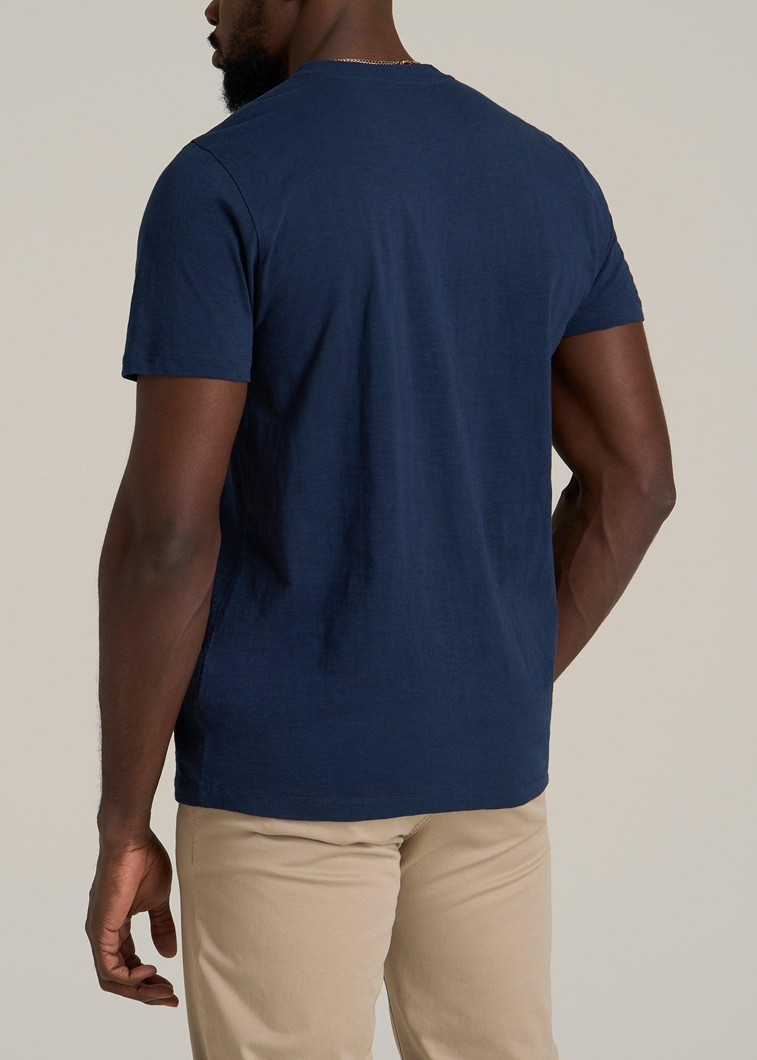 Sunwashed Short Sleeve Slub Henley for Tall Men in Regal Blue Product Image