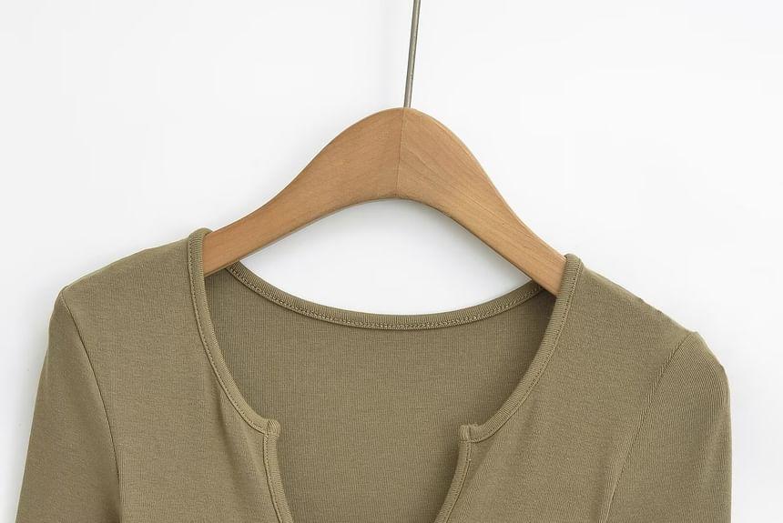 Mock Two-Piece Long-Sleeve Two-Tone Tee Product Image