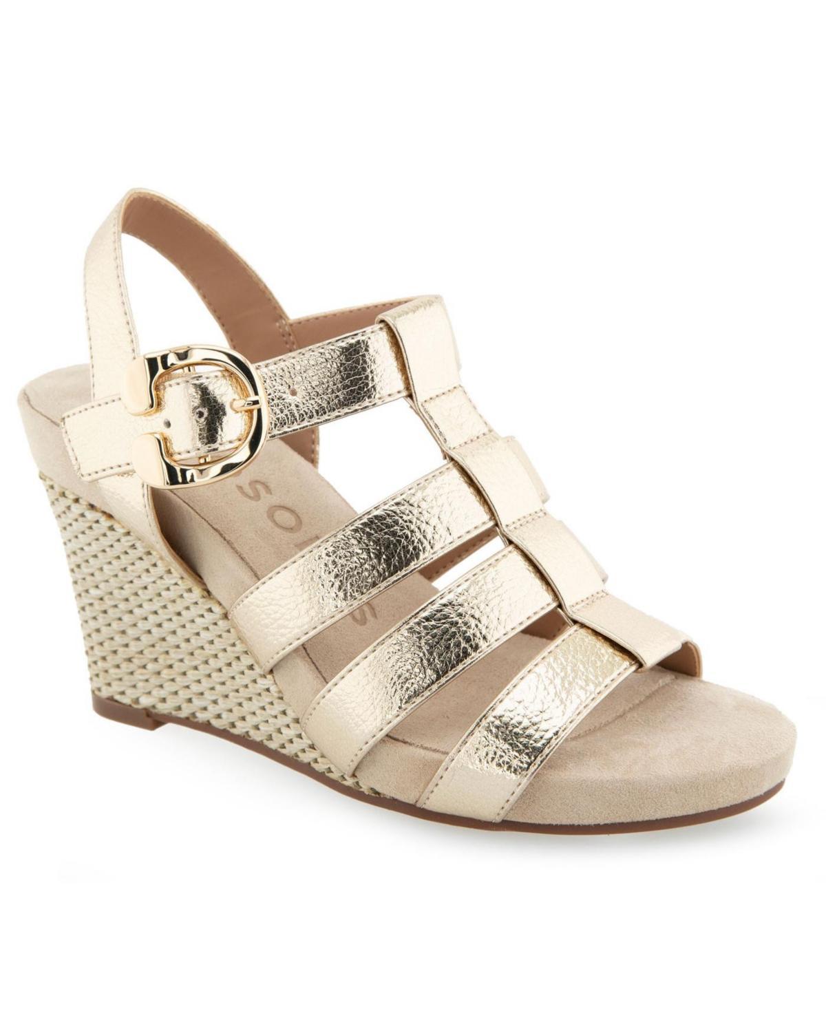 Aerosoles Paige Women's Wedge Sandals, Size: 12, Eggnog Pu Leather Product Image