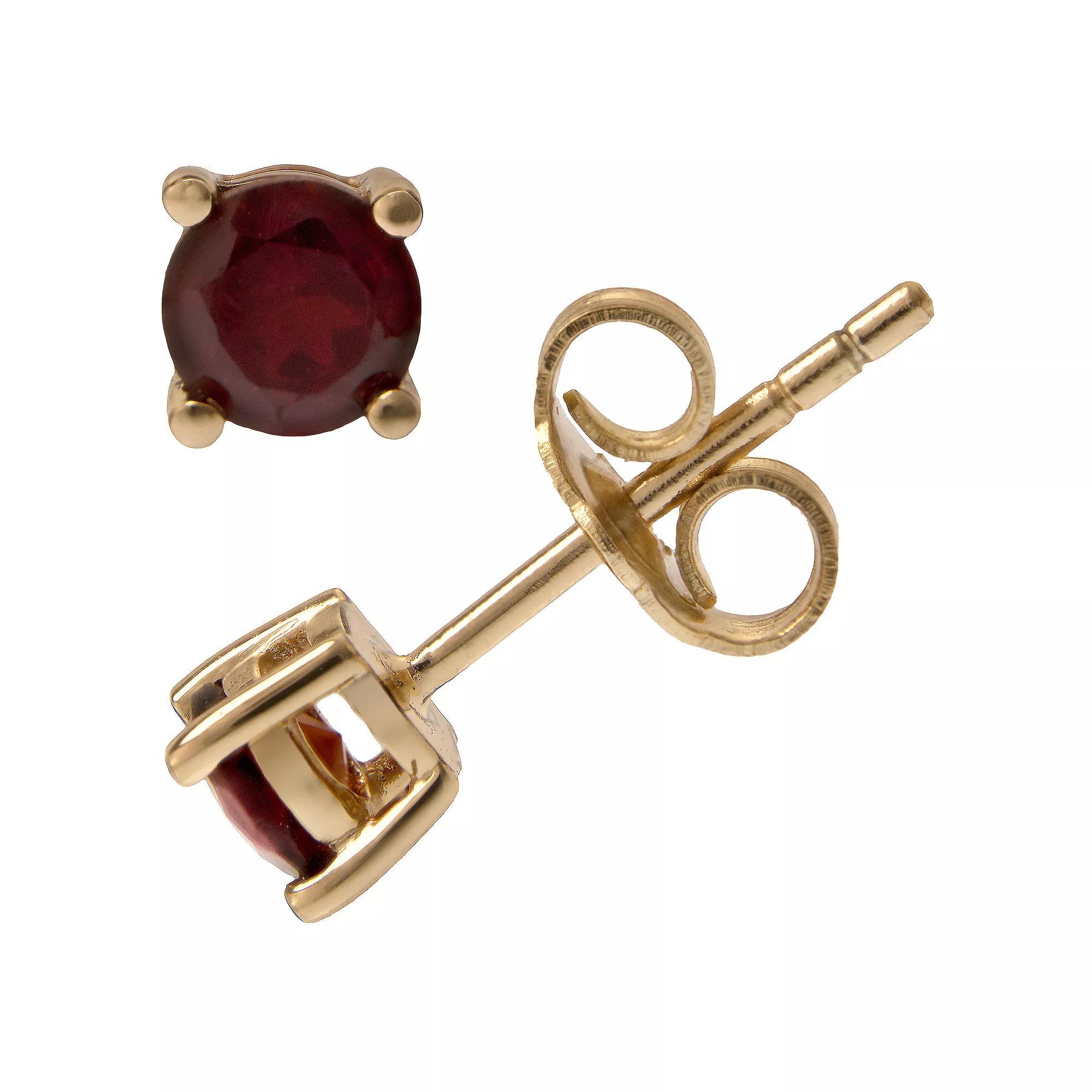 Gemistry 14k Gold Garnet Stud Earrings, Women's Product Image